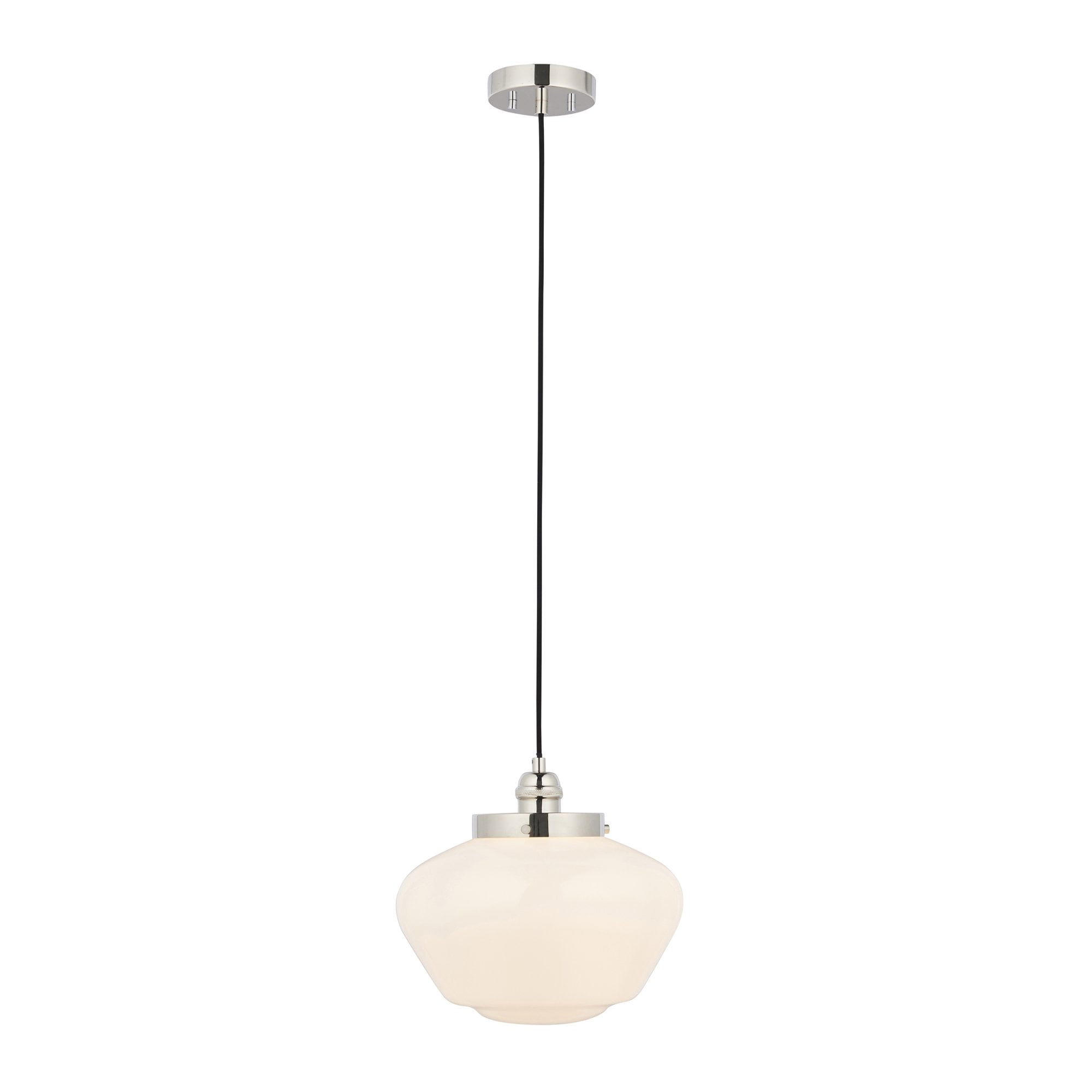 Endon Camberley Pendant Ceiling Light - Bright Nickel With Opal Glass