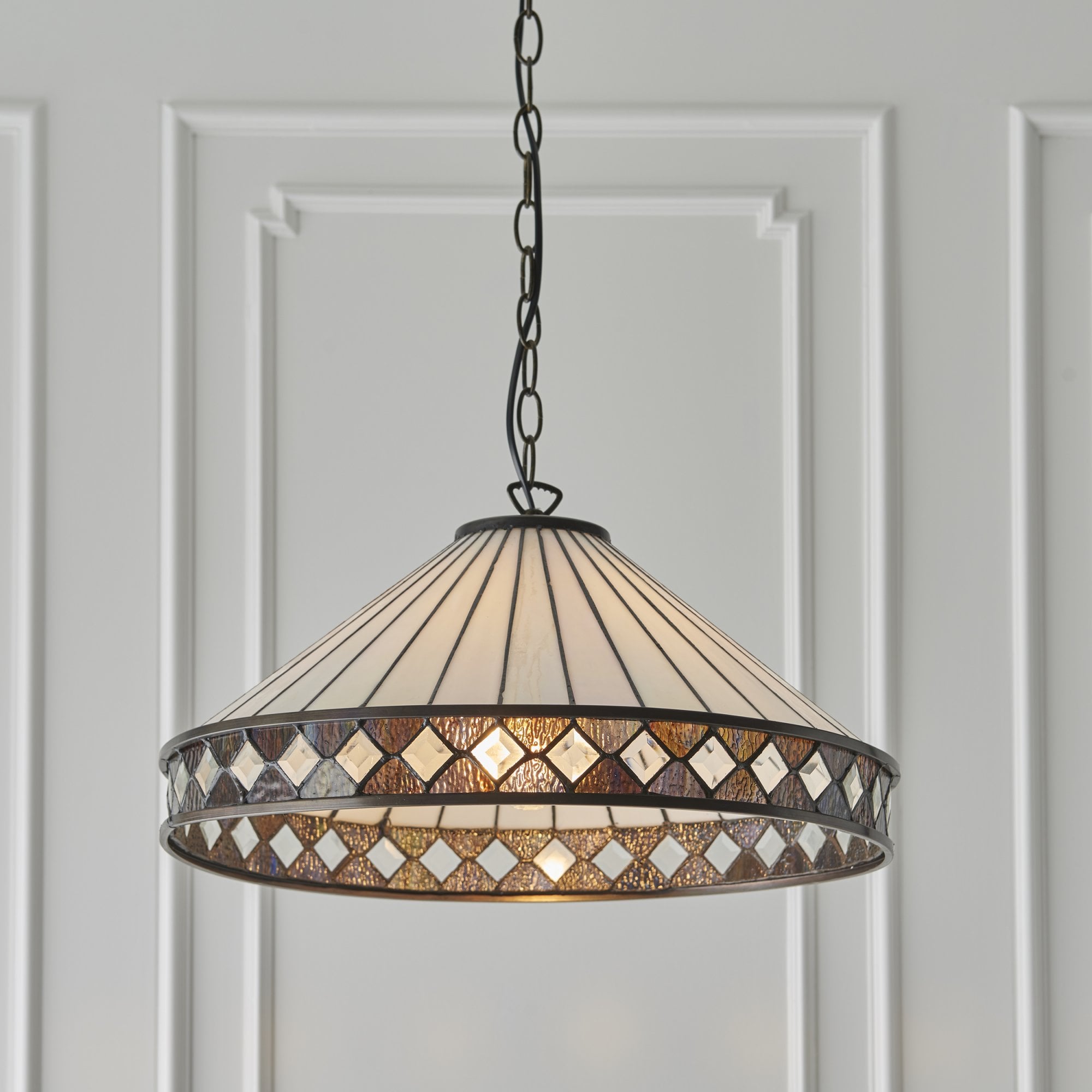 Interiors 1900 Fargo Large Single Pendant - Tiffany Glass