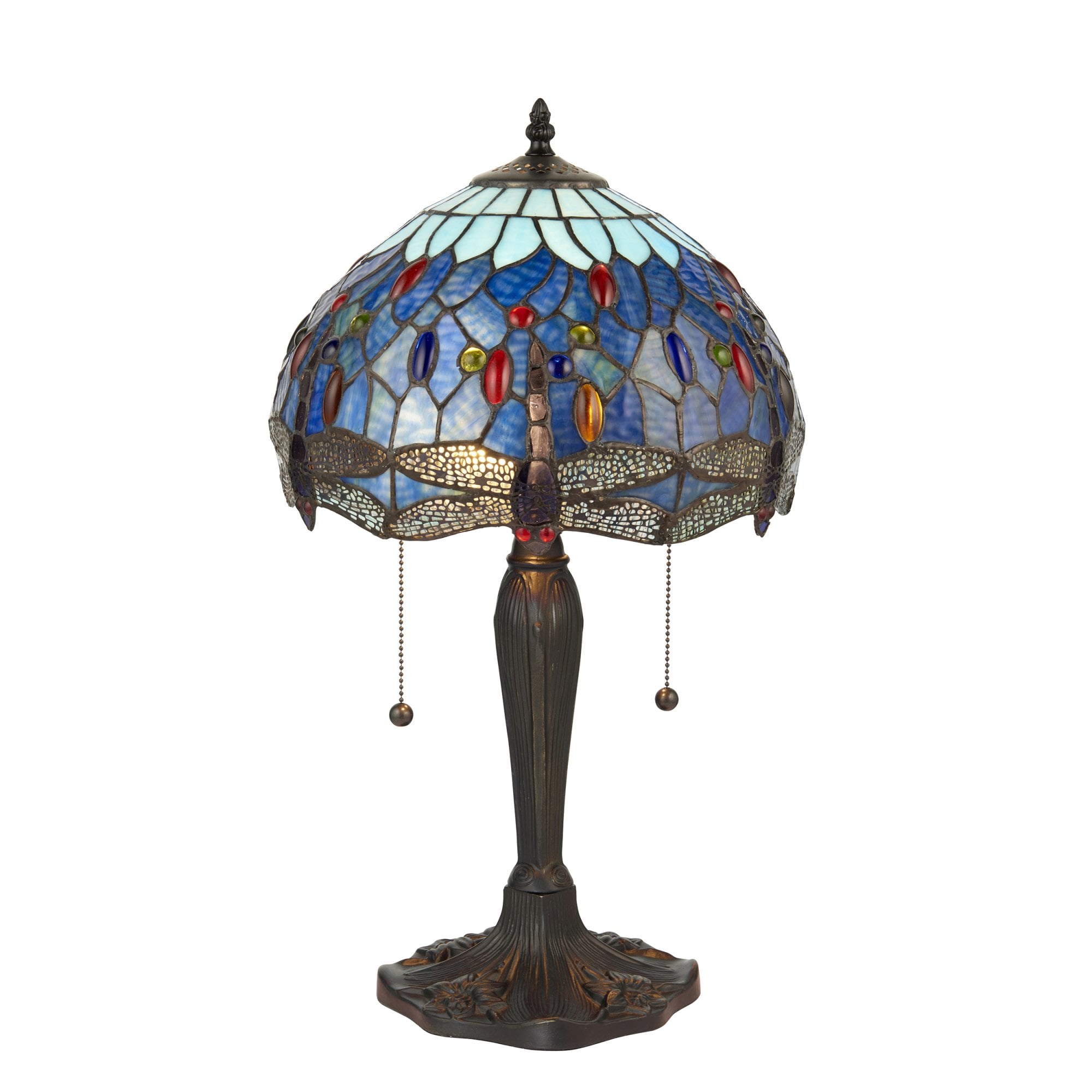 Interiors 1900 Dragonfly Blue Small Table Lamp - Tiffany Glass