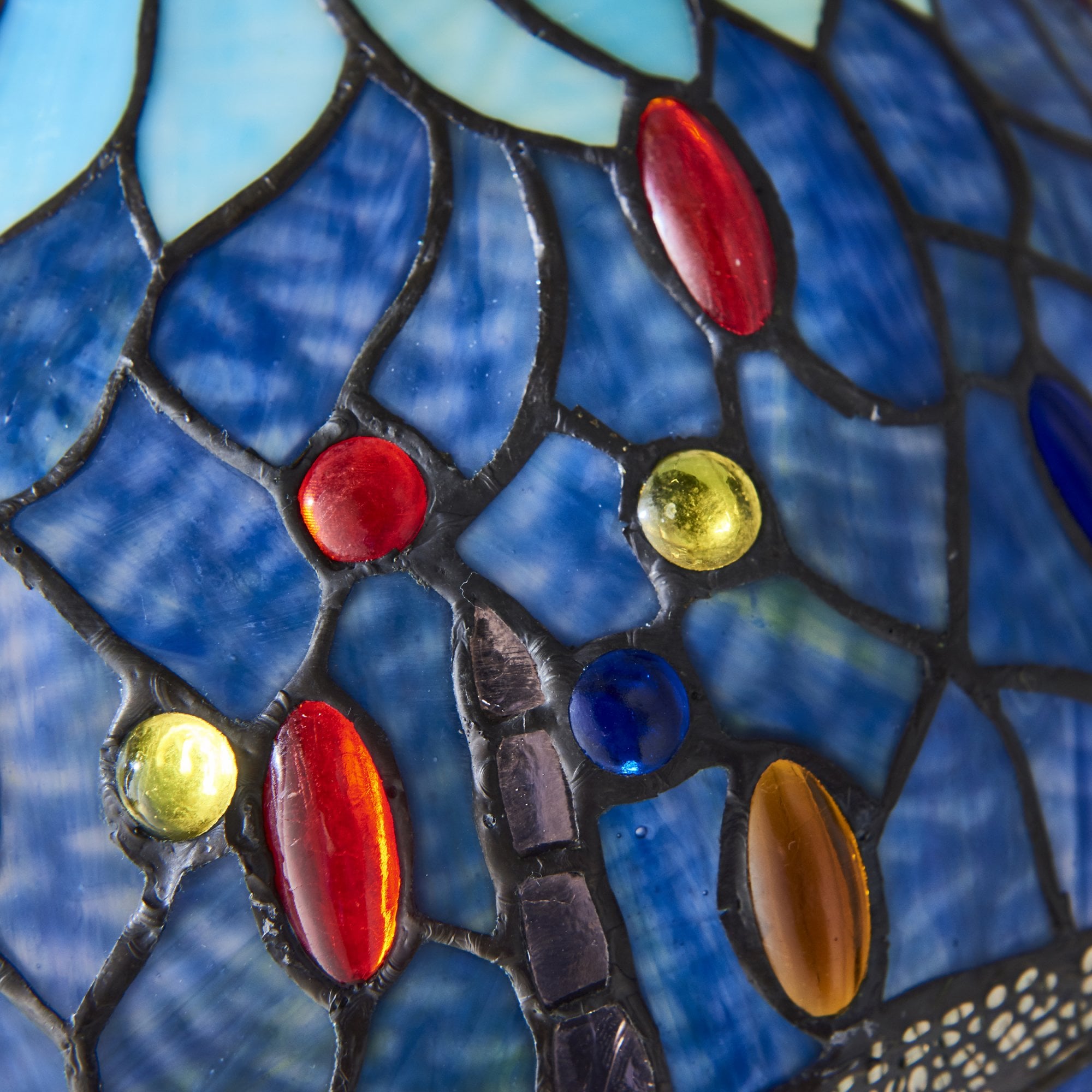 Interiors 1900 Dragonfly Blue Small Table Lamp - Tiffany Glass