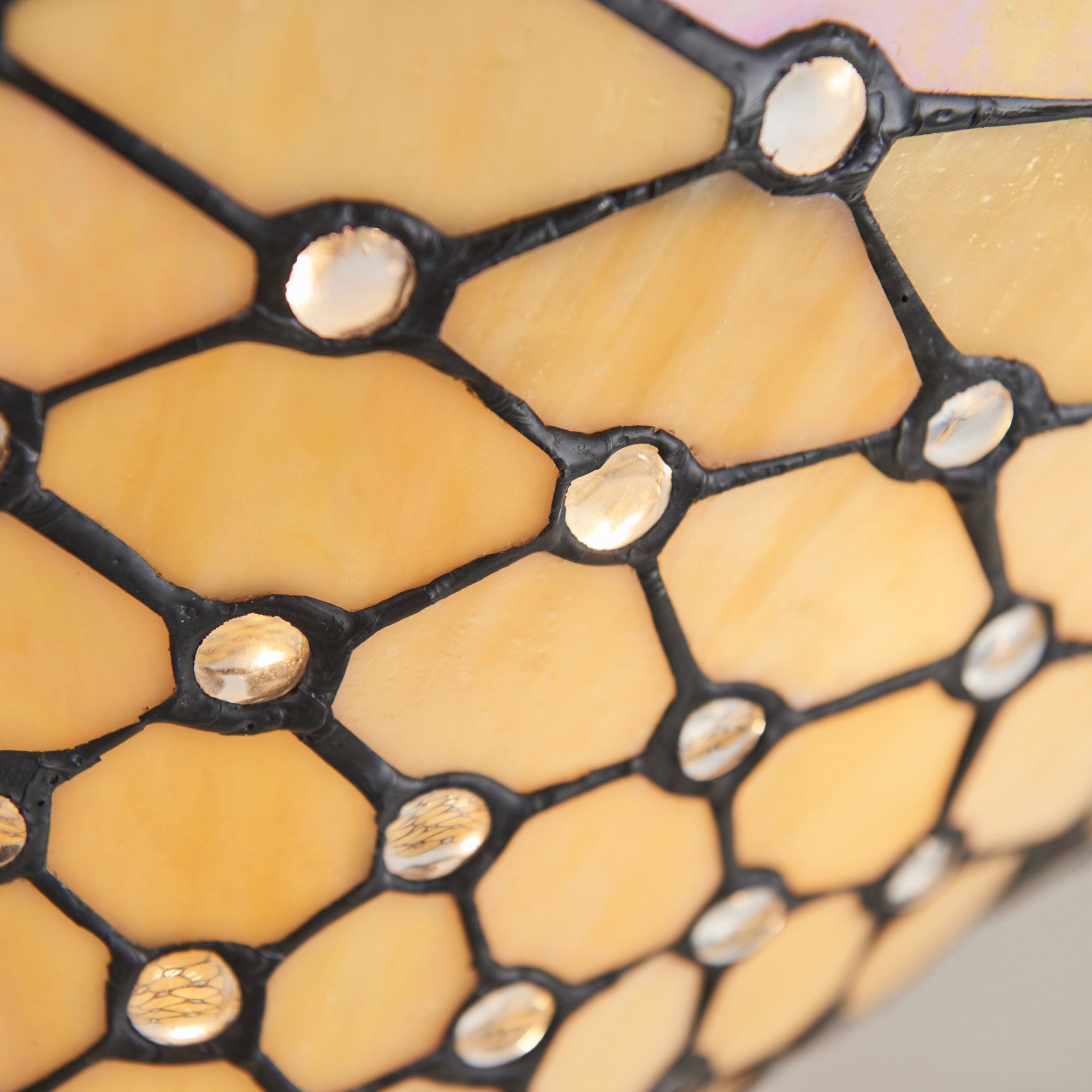 Interiors 1900 Pearl Medium 3 Light Semi-Flush Fitting - Tiffany Glass