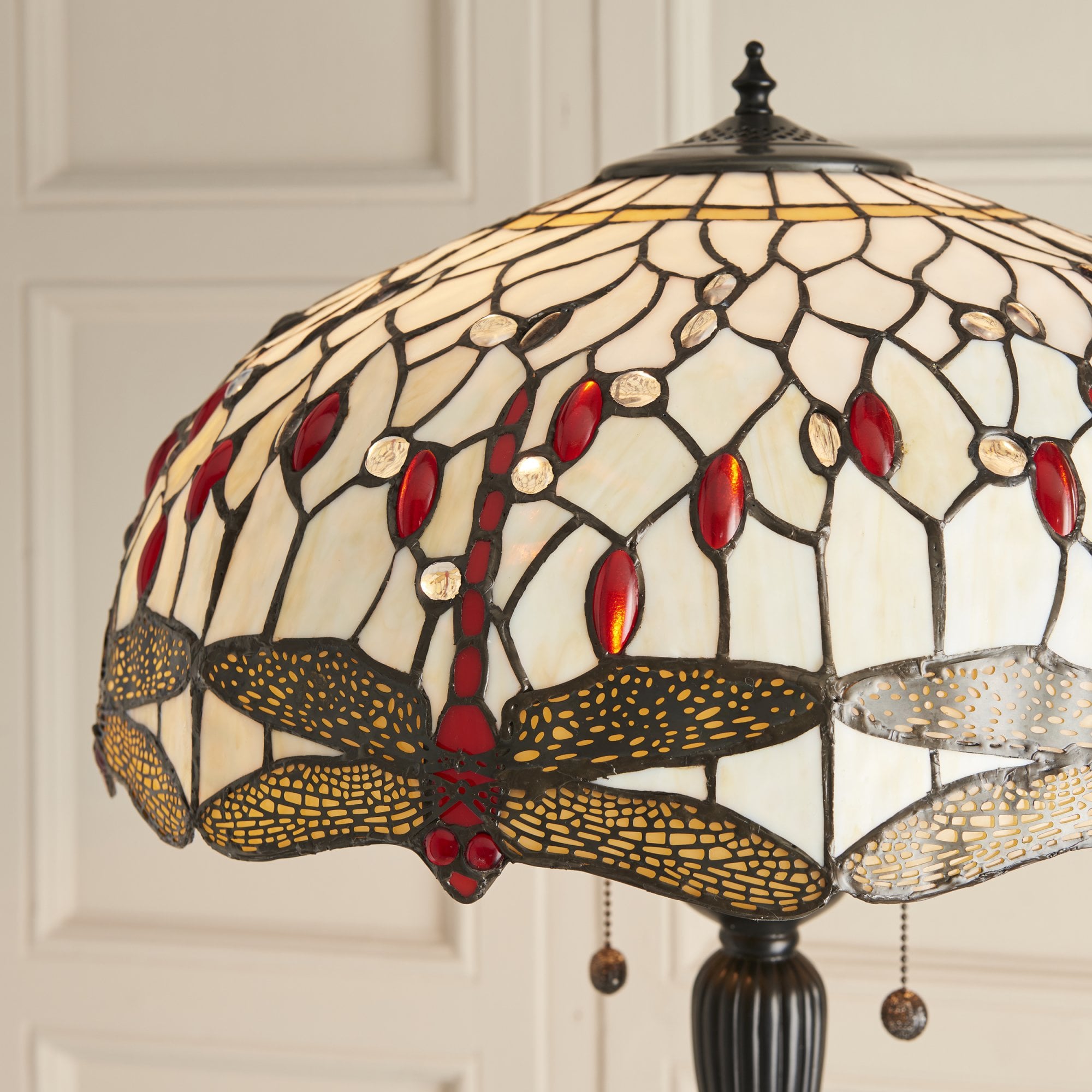 Interiors 1900 Dragonfly Beige Floor Lamp - Tiffany Glass