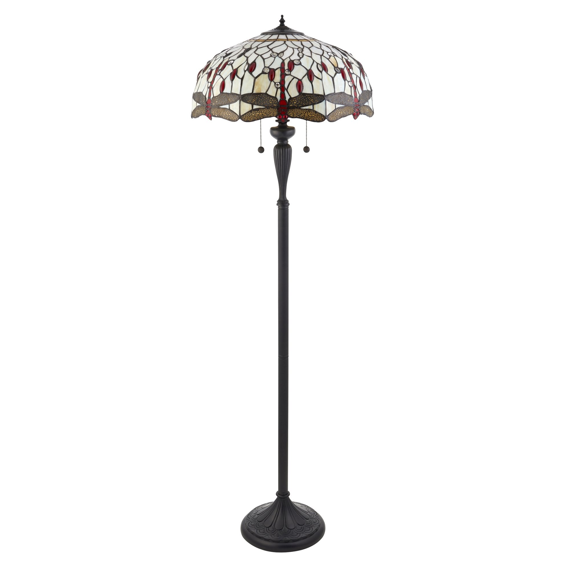 Interiors 1900 Dragonfly Beige Floor Lamp - Tiffany Glass