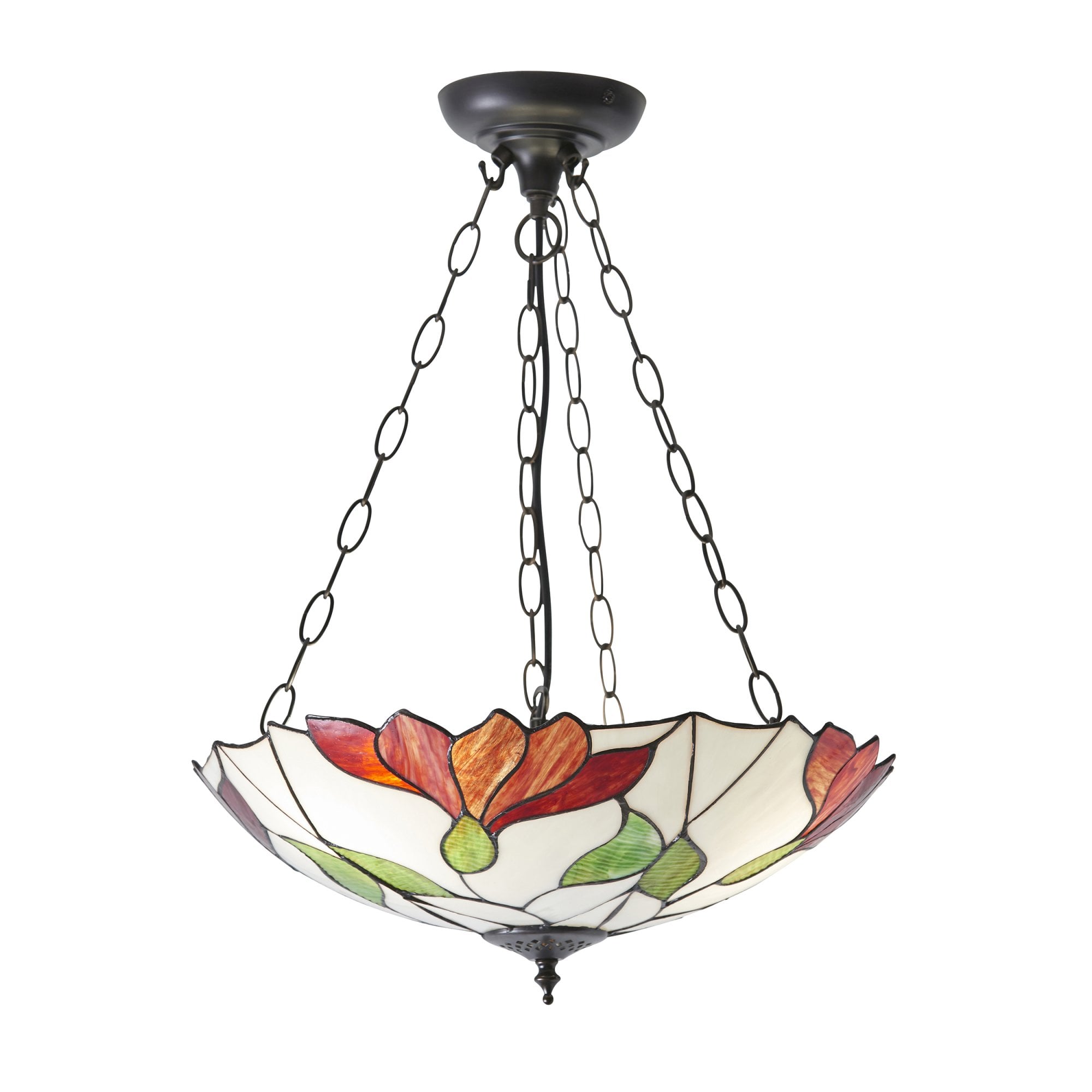 Interiors 1900 Botanica Inverted 3 Light Pendant - Tiffany Glass