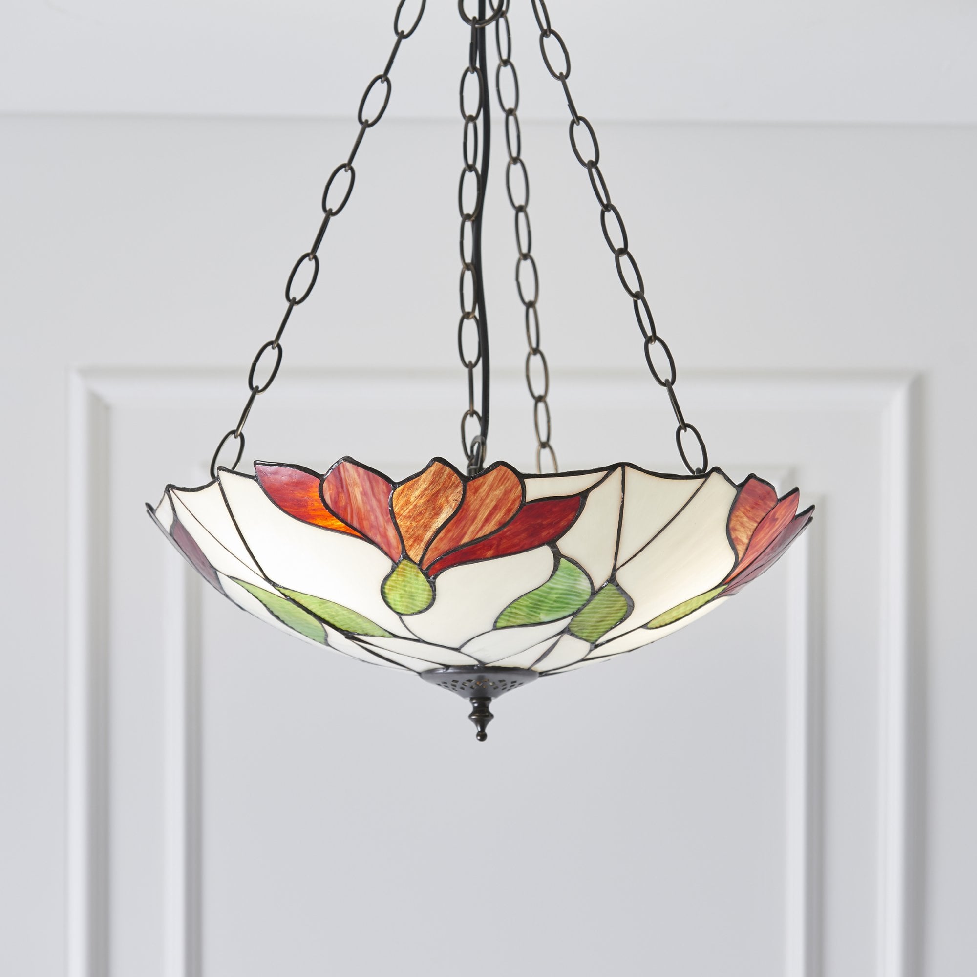 Interiors 1900 Botanica Inverted 3 Light Pendant - Tiffany Glass