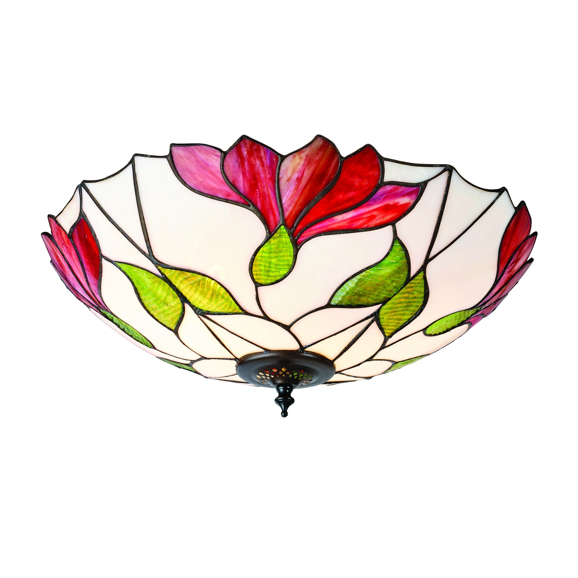 Interiors 1900 Botanica Large 2 Light Flush Fitting - Tiffany Glass
