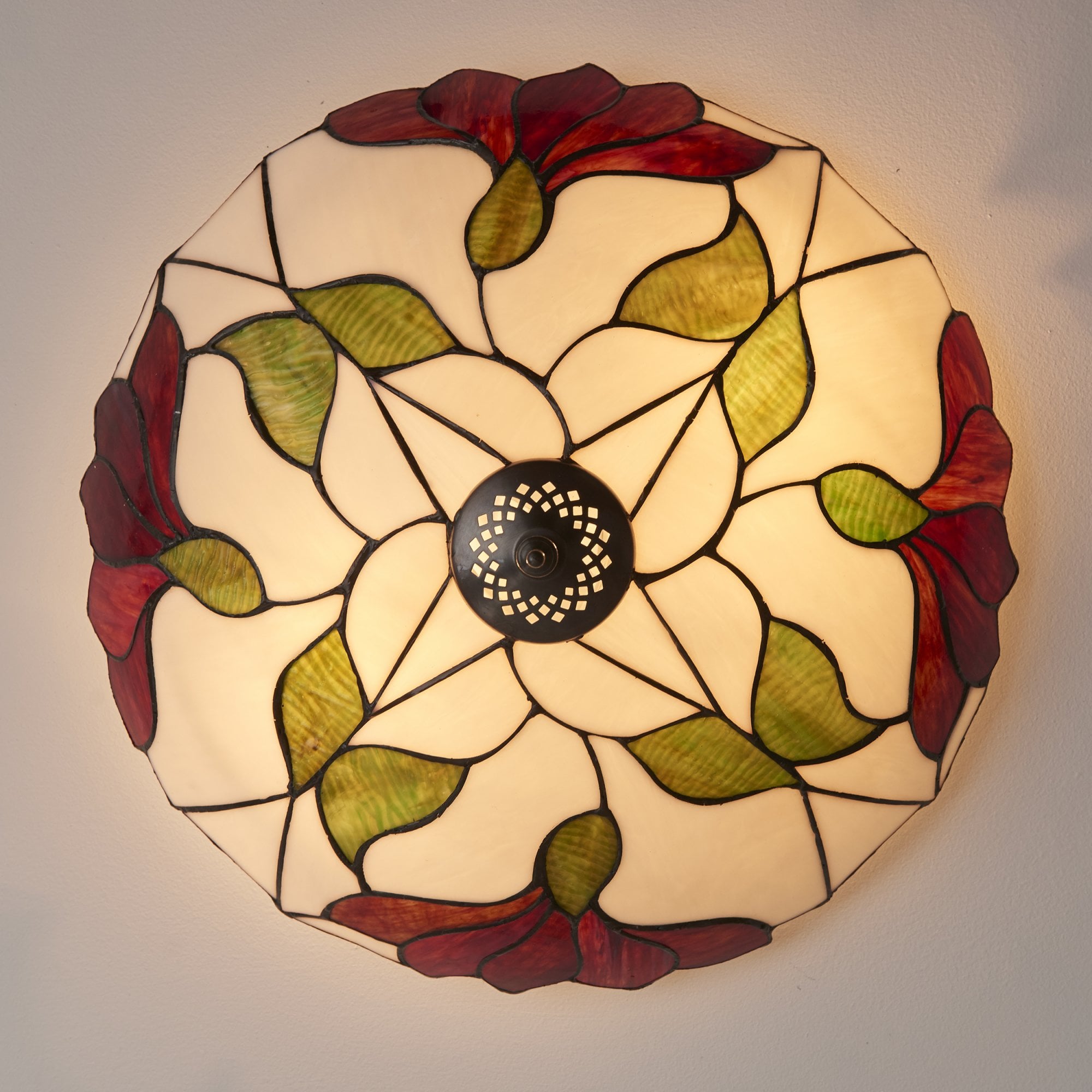 Interiors 1900 Botanica Large 2 Light Flush Fitting - Tiffany Glass