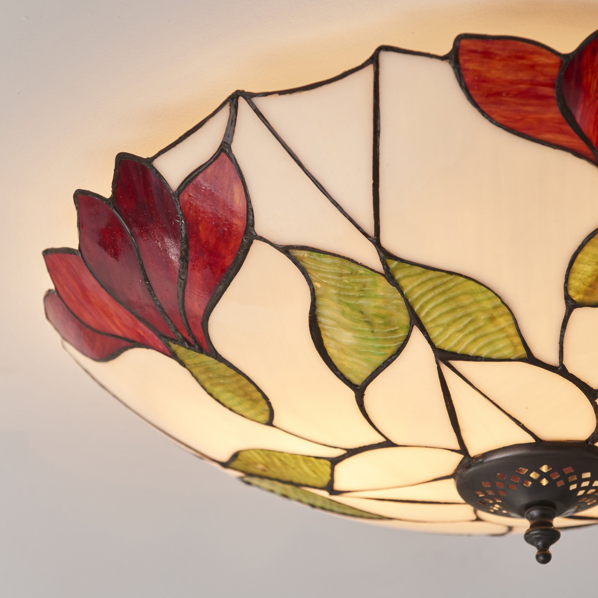 Interiors 1900 Botanica Large 2 Light Flush Fitting - Tiffany Glass