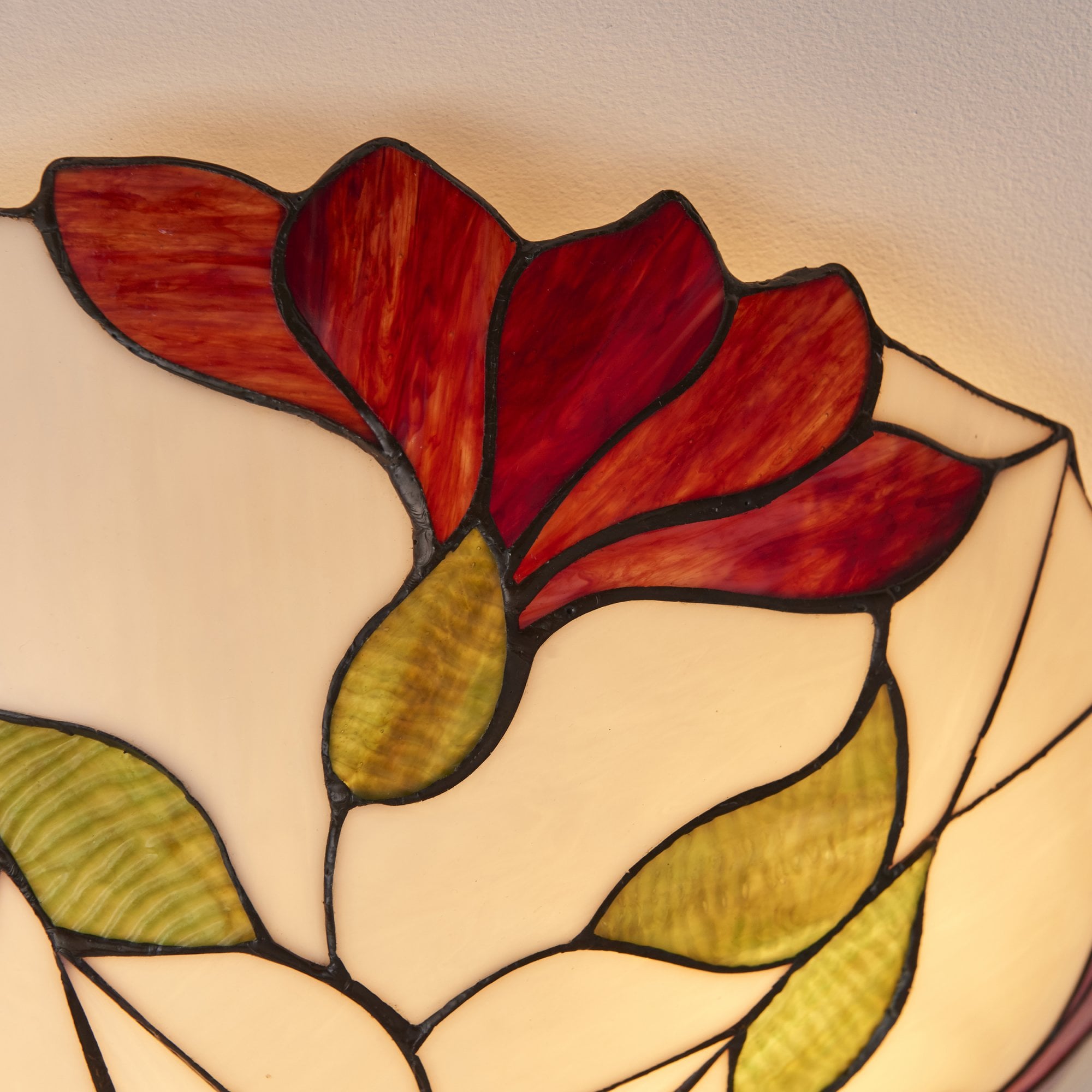 Interiors 1900 Botanica Large 2 Light Flush Fitting - Tiffany Glass