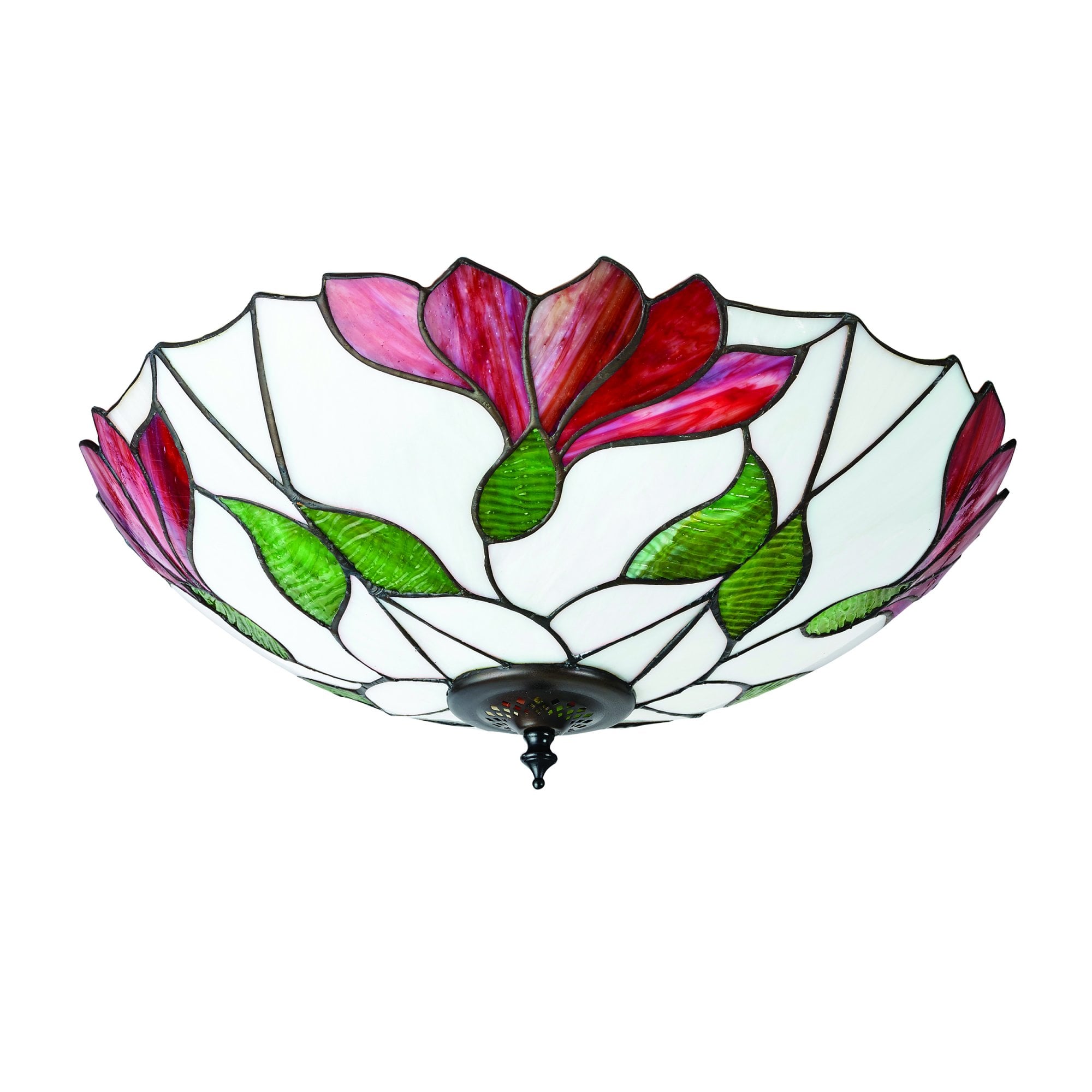 Interiors 1900 Botanica Large 2 Light Flush Fitting - Tiffany Glass