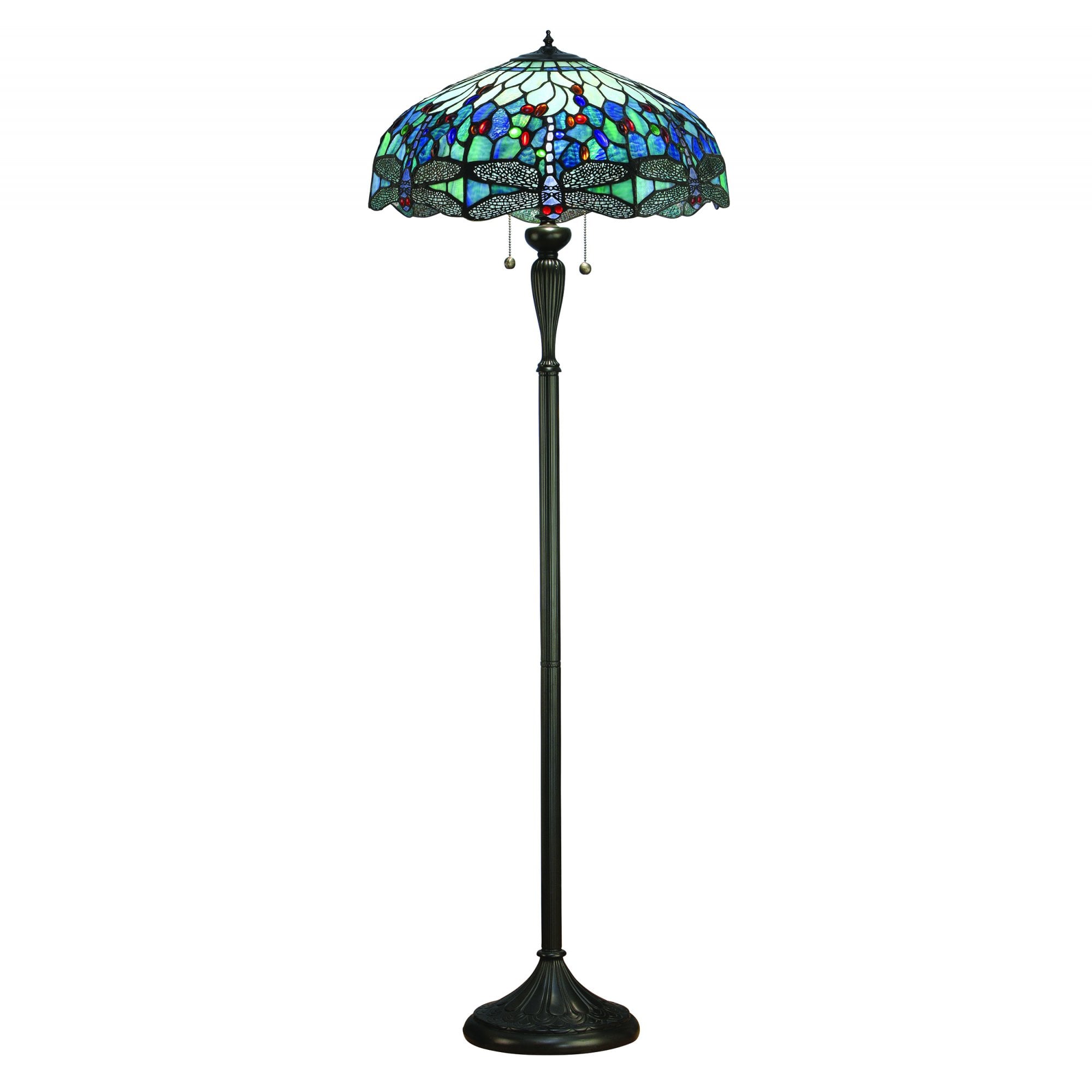 Interiors 1900 Dragonfly Blue Floor Lamp - Tiffany Glass