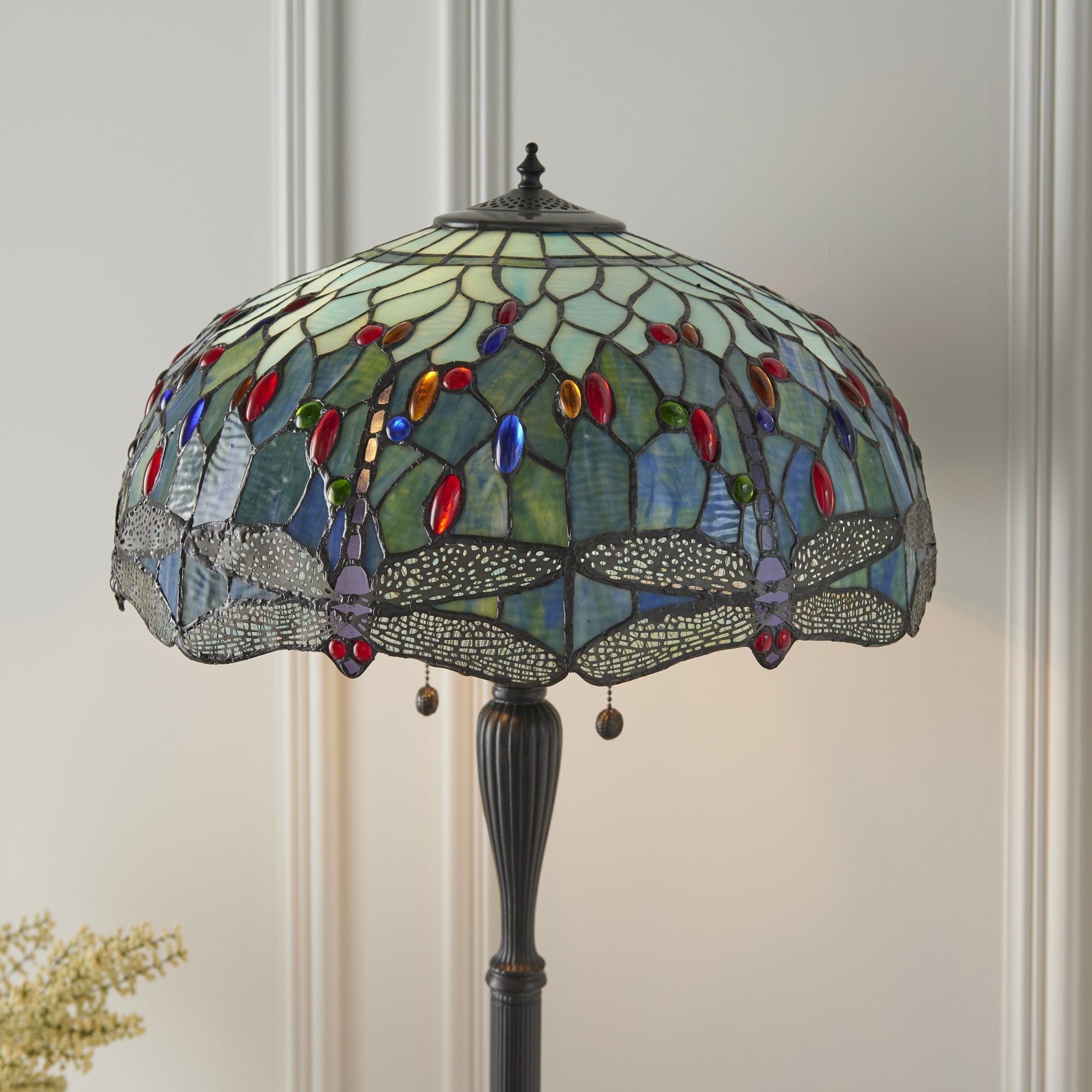 Interiors 1900 Dragonfly Blue Floor Lamp - Tiffany Glass