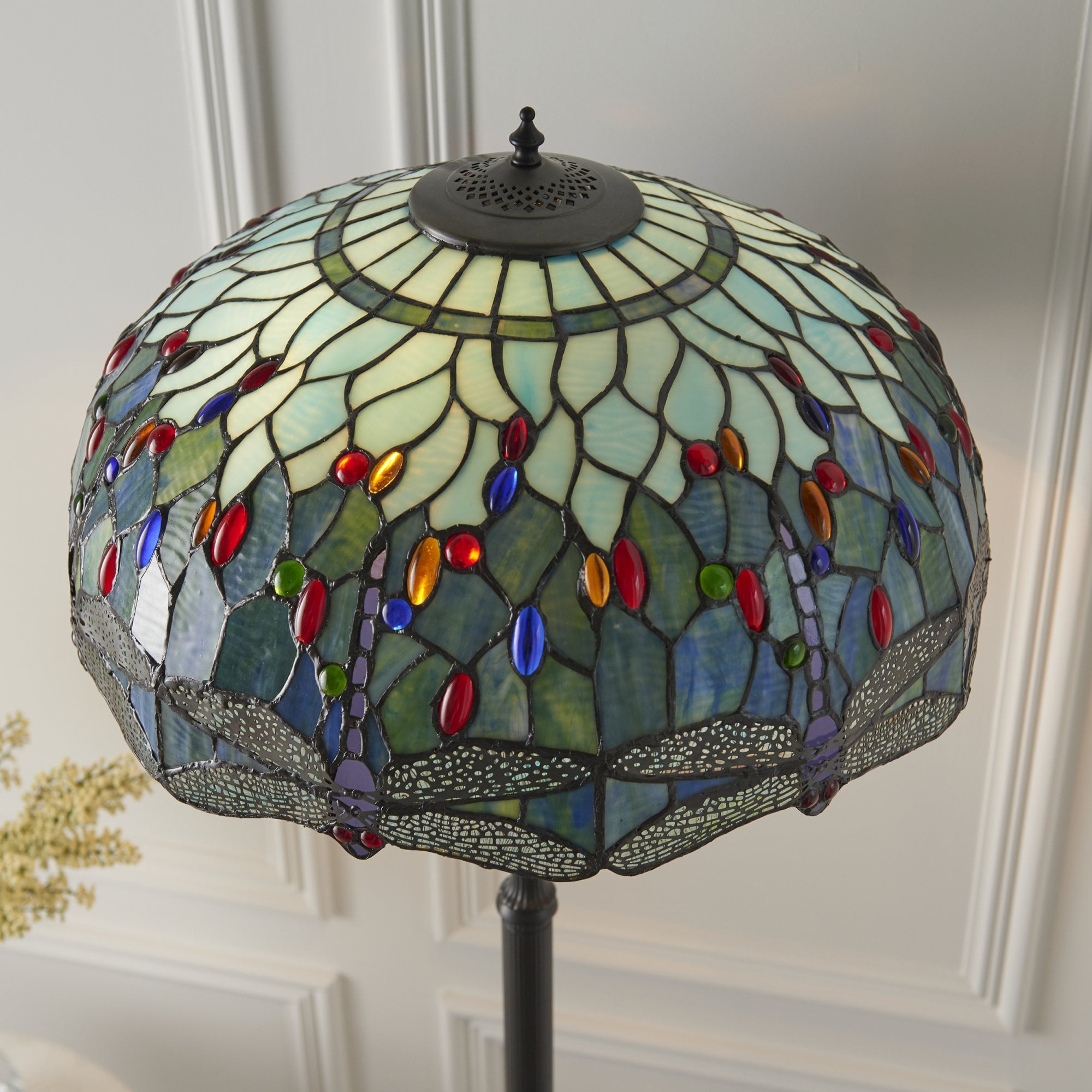 Interiors 1900 Dragonfly Blue Floor Lamp - Tiffany Glass