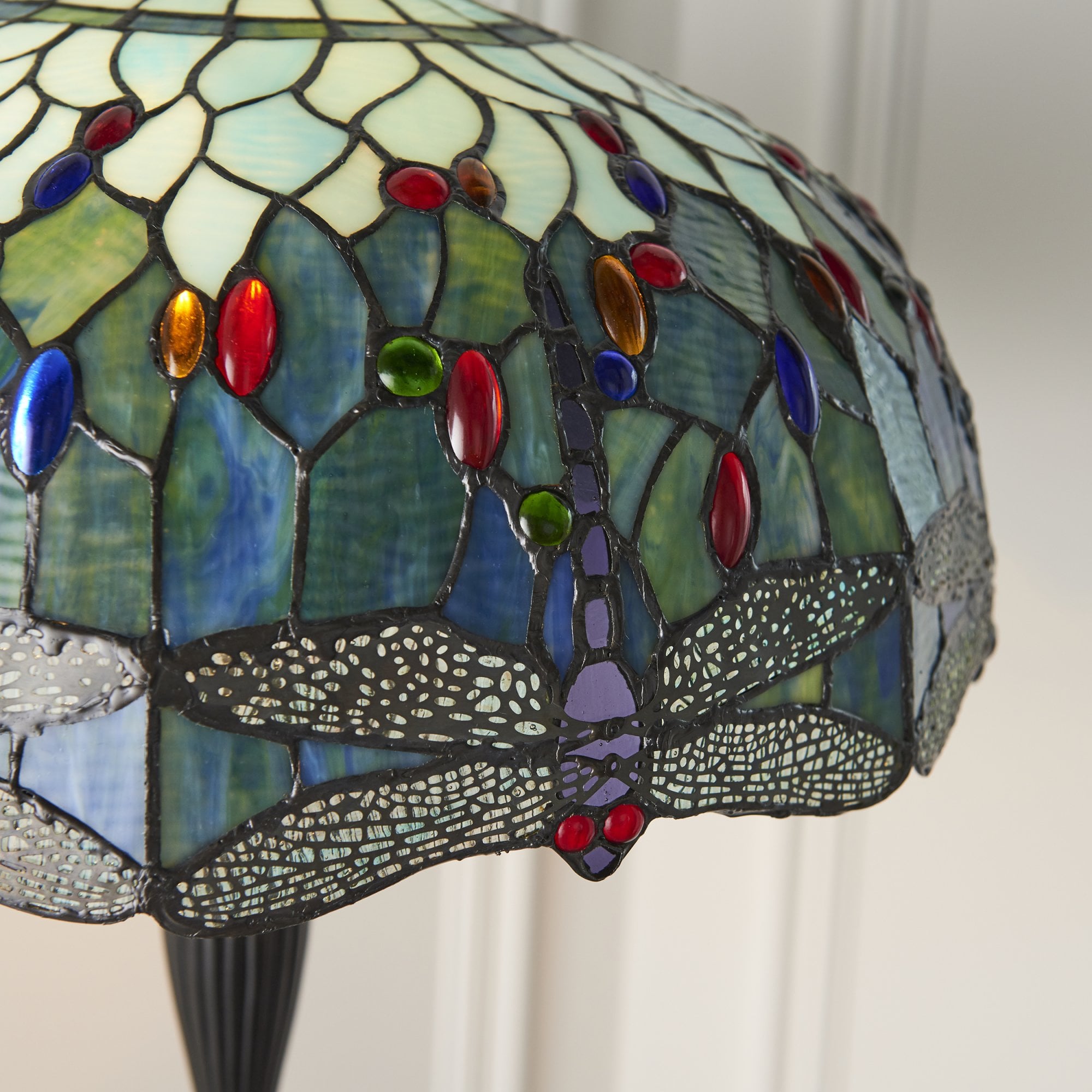 Interiors 1900 Dragonfly Blue Floor Lamp - Tiffany Glass
