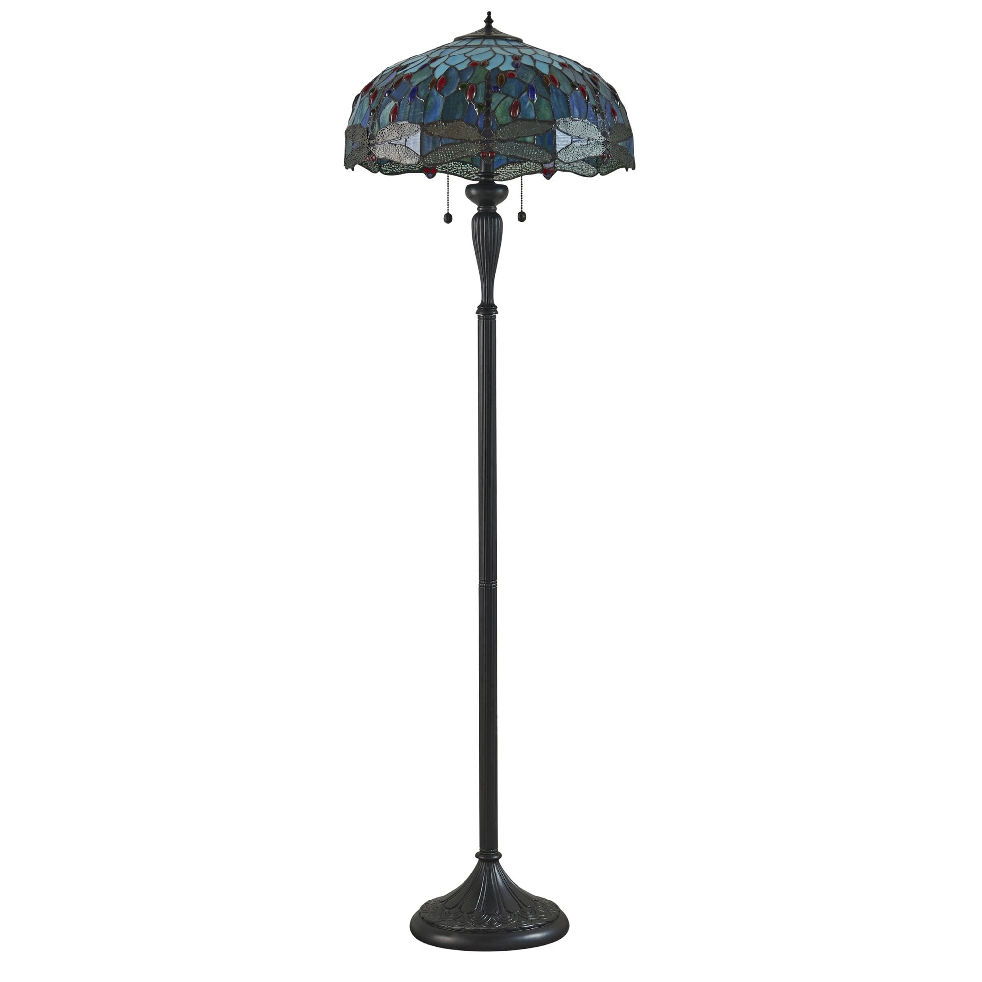Interiors 1900 Dragonfly Blue Floor Lamp - Tiffany Glass