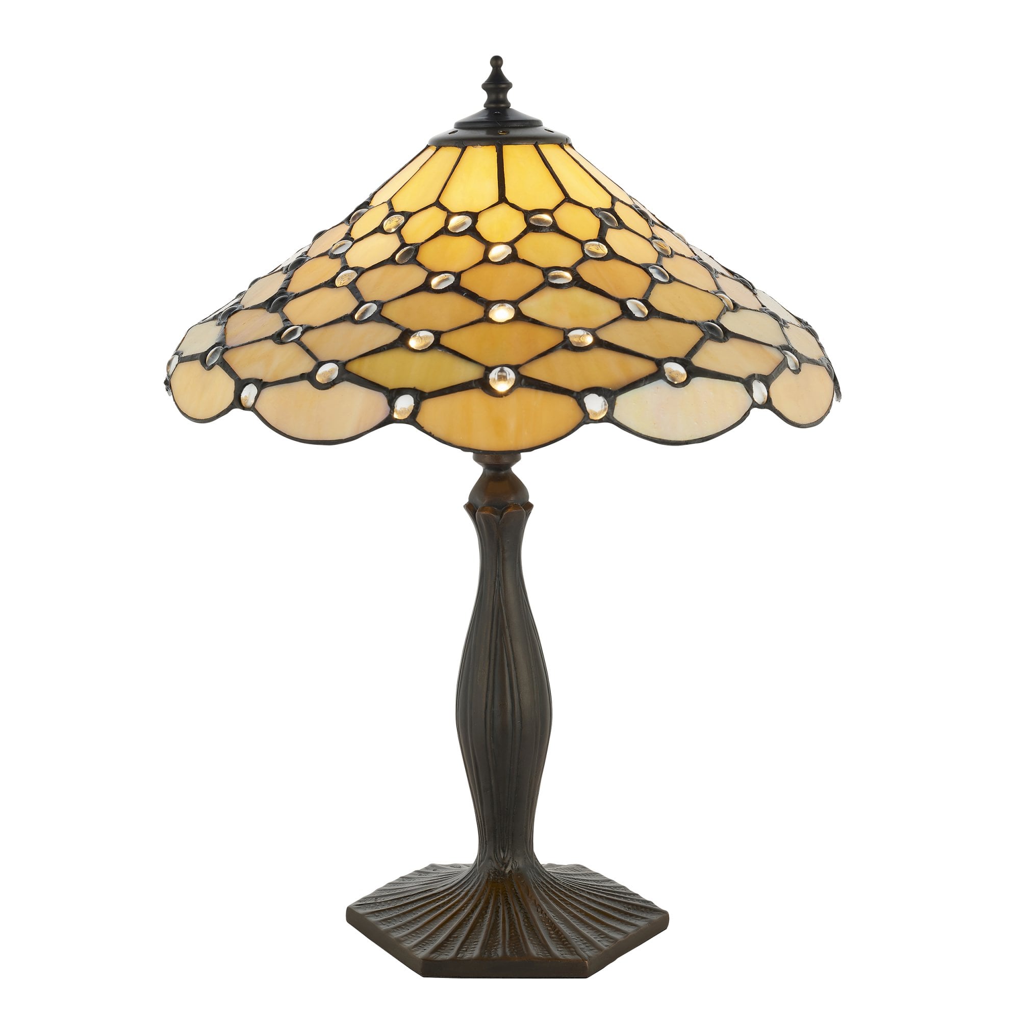Interiors 1900 Pearl Medium Table Lamp - Tiffany Glass