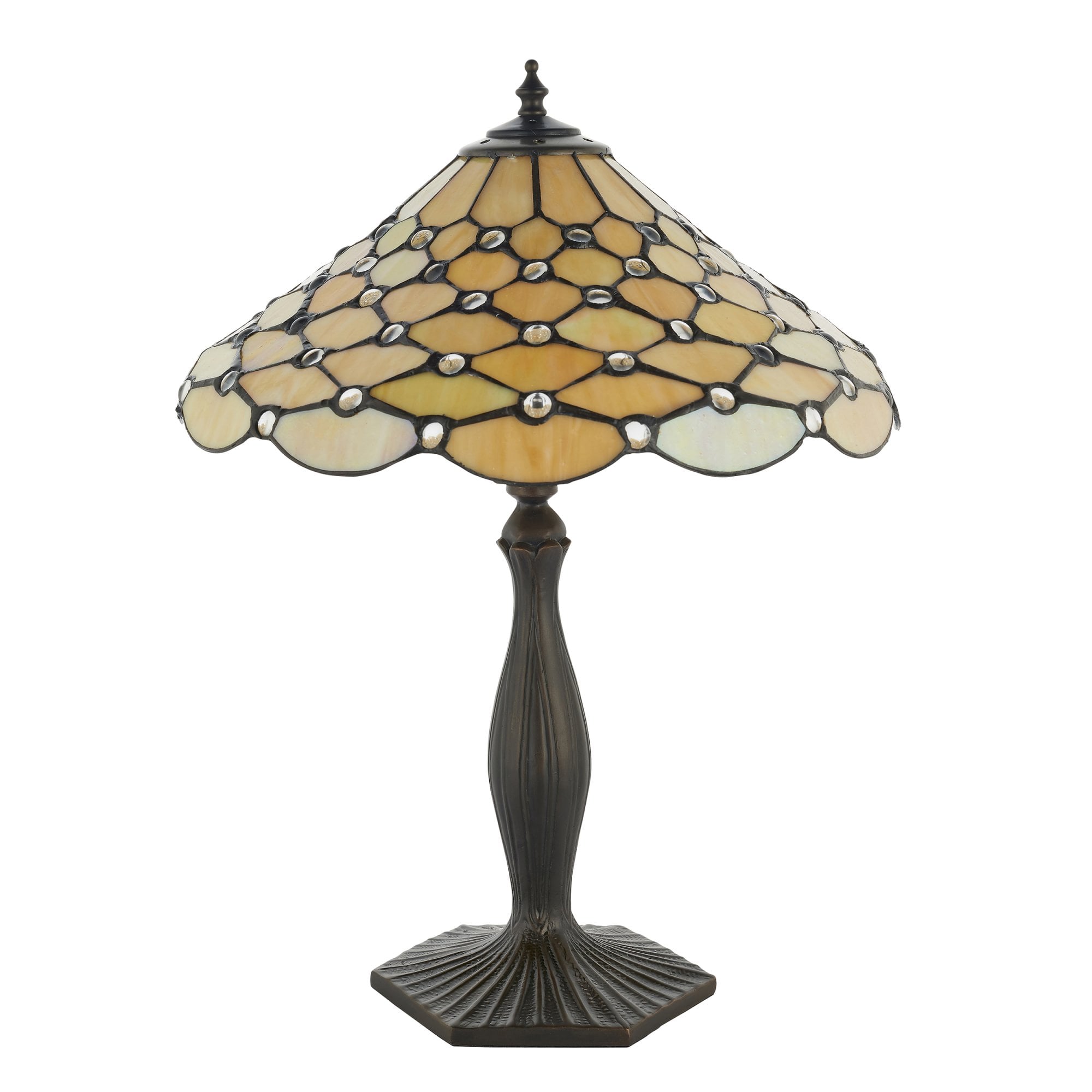 Interiors 1900 Pearl Medium Table Lamp - Tiffany Glass