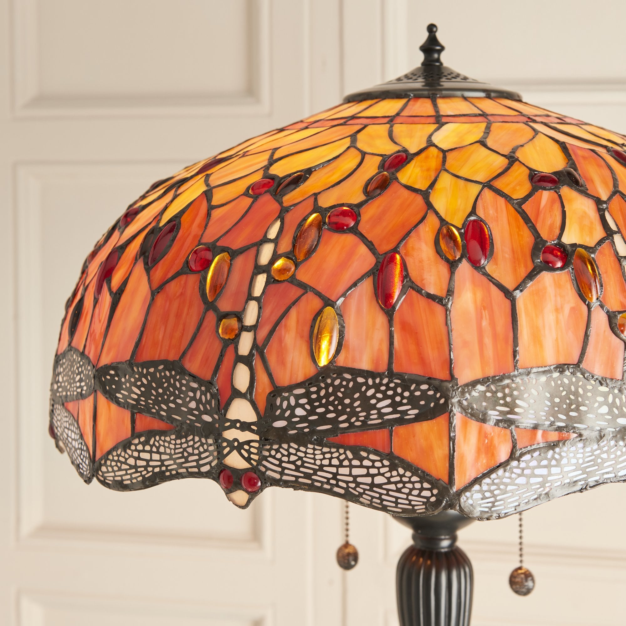 Interiors 1900 Dragonfly Flame Floor Lamp - Tiffany Glass
