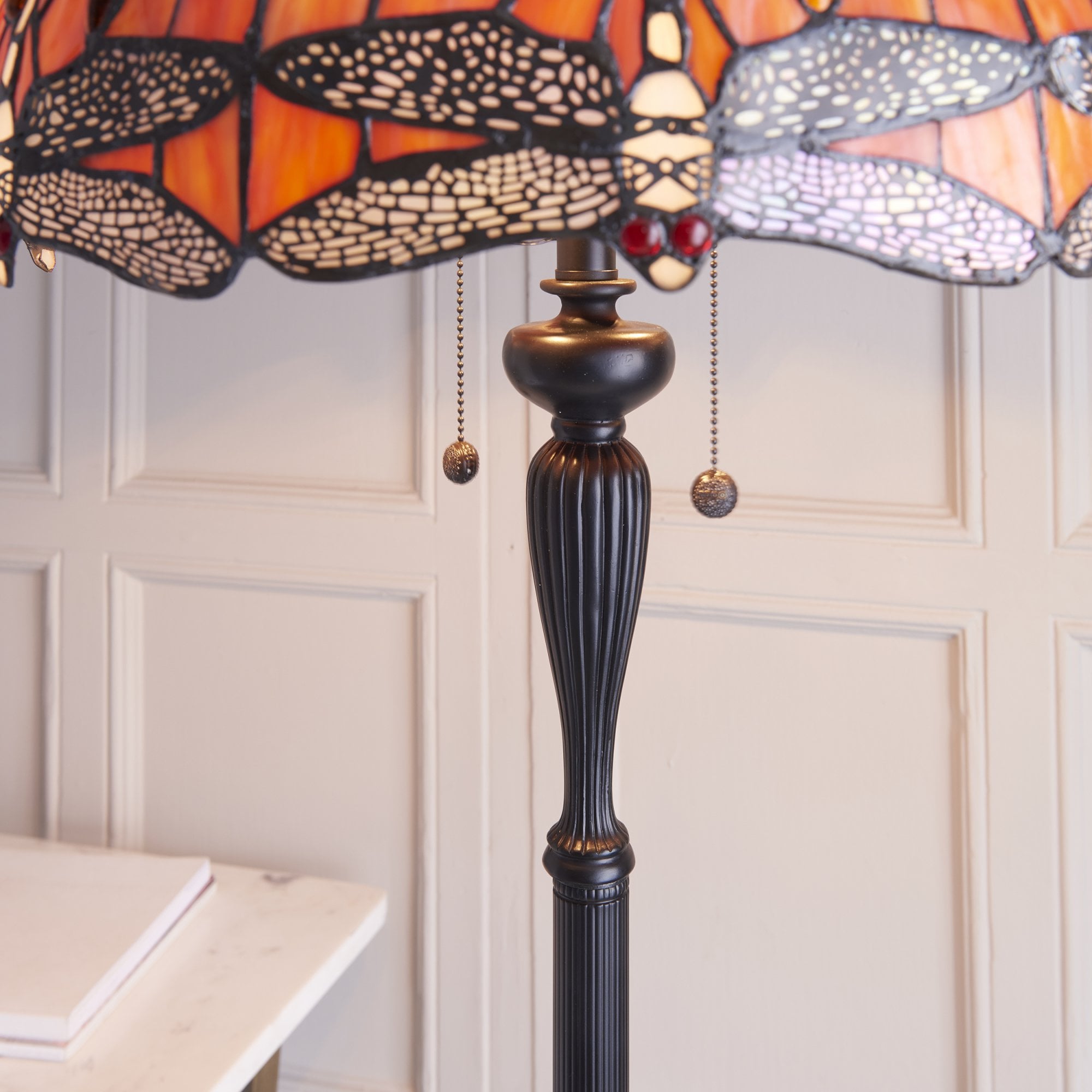 Interiors 1900 Dragonfly Flame Floor Lamp - Tiffany Glass