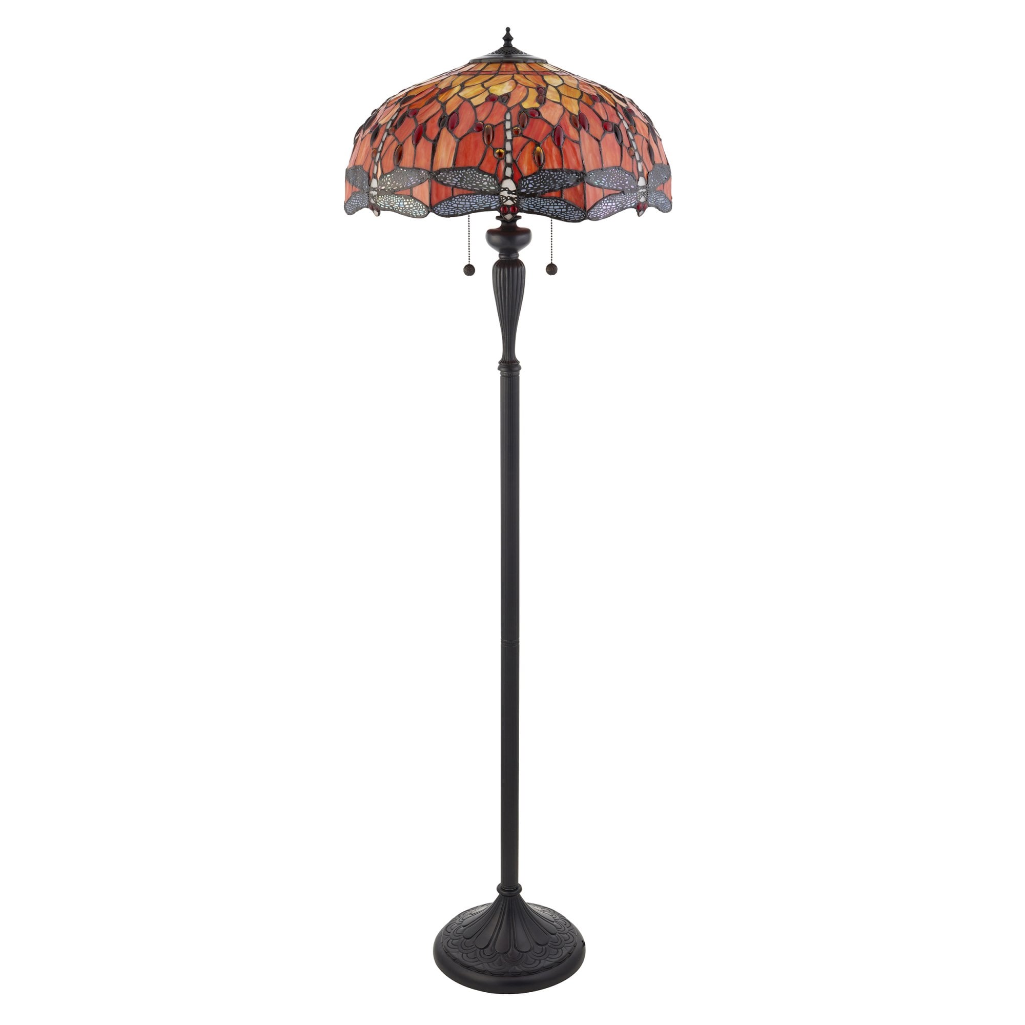 Interiors 1900 Dragonfly Flame Floor Lamp - Tiffany Glass