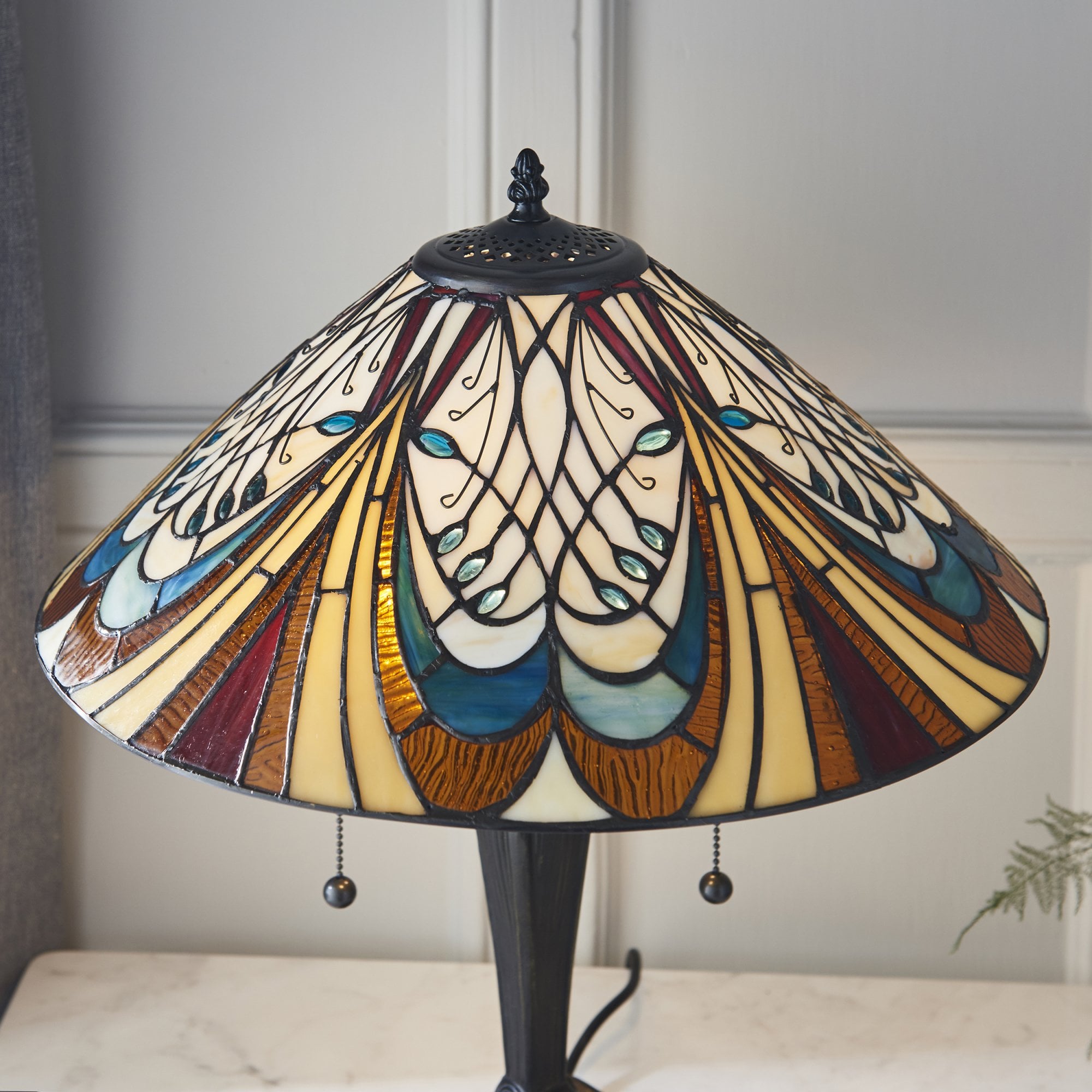 Interiors 1900 Hector Medium Table Lamp - Tiffany Glass