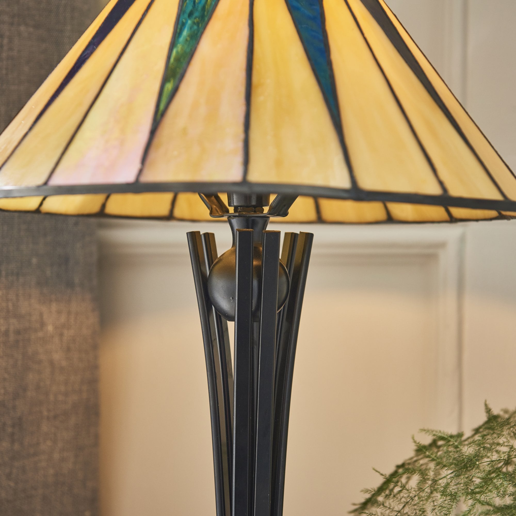 Interiors 1900 Dark Star Small Table Lamp - Tiffany Glass