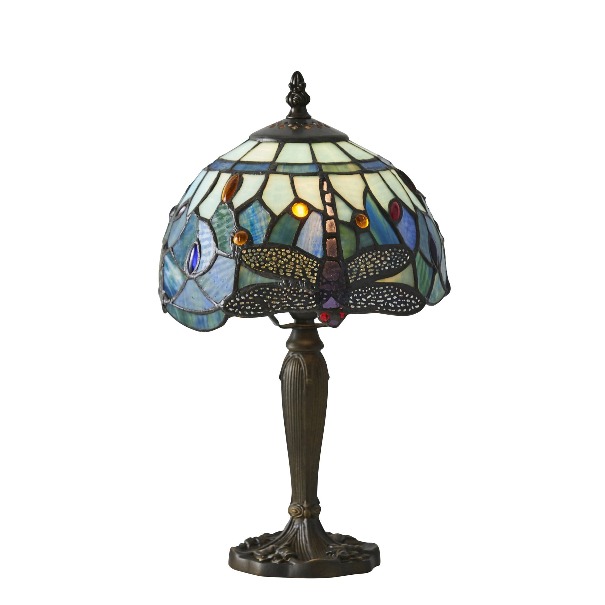 Interiors 1900 Dragonfly Blue Mini Table Lamp - Tiffany Glass