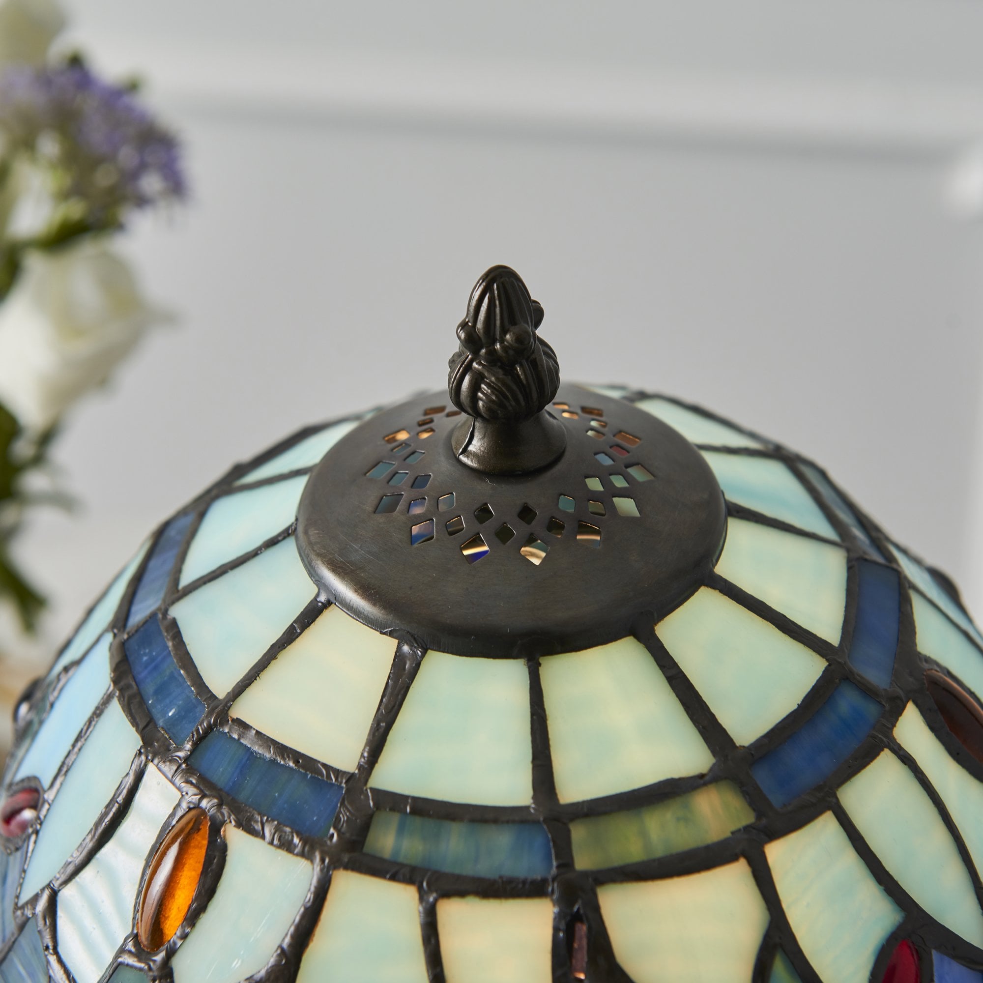 Interiors 1900 Dragonfly Blue Mini Table Lamp - Tiffany Glass