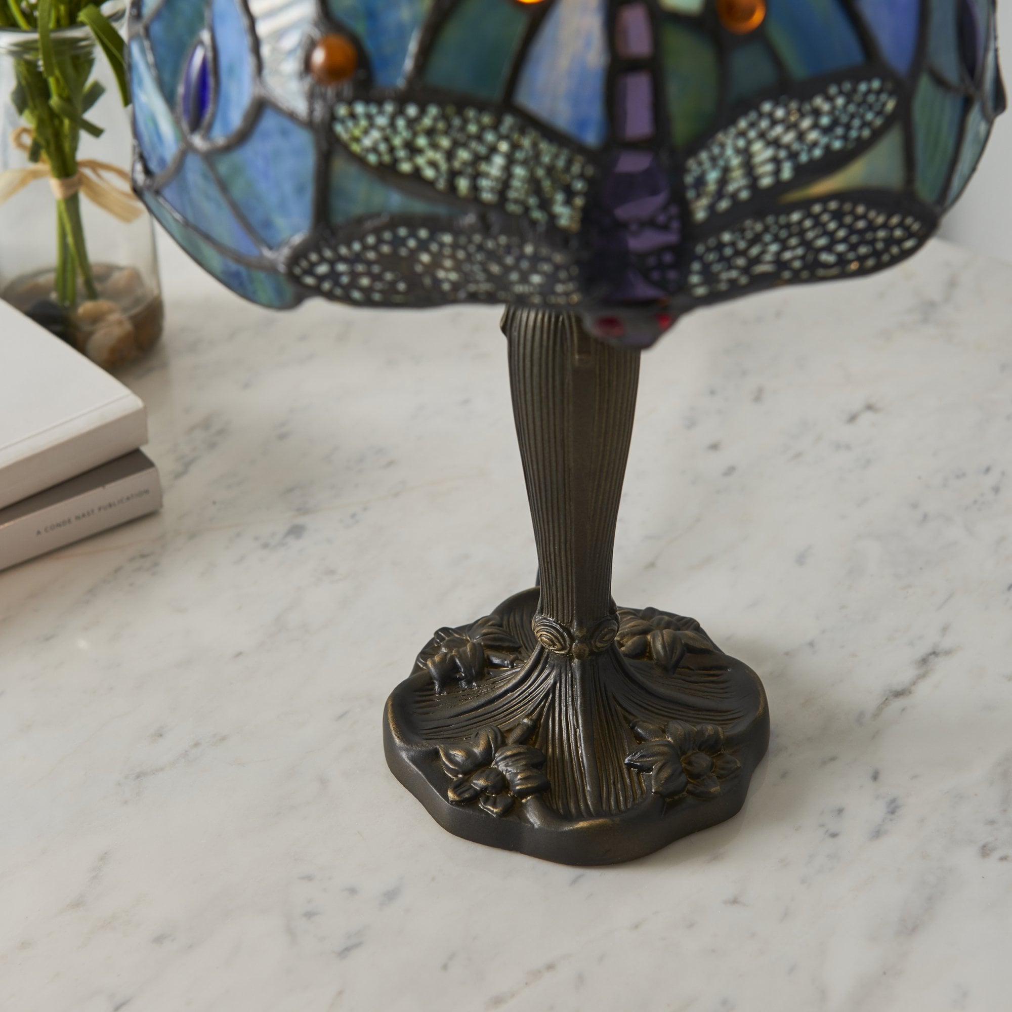 Interiors 1900 Dragonfly Blue Mini Table Lamp - Tiffany Glass