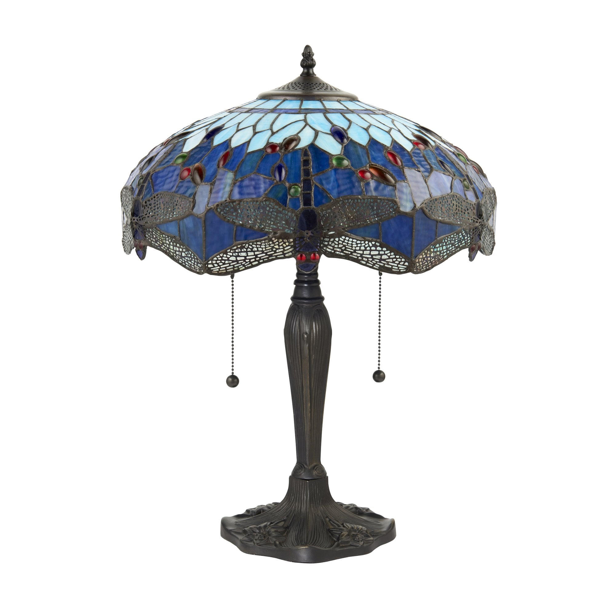 Interiors 1900 Dragonfly Blue Medium Table Lamp - Tiffany Glass