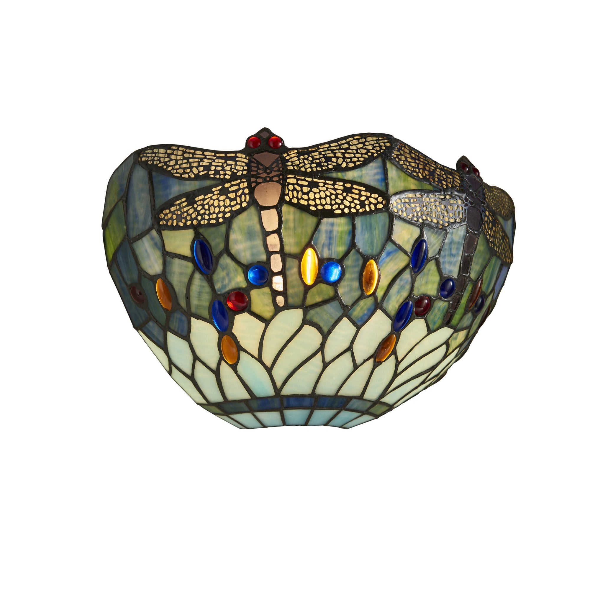Interiors 1900 Dragonfly Blue Single Wall Fitting - Tiffany Glass