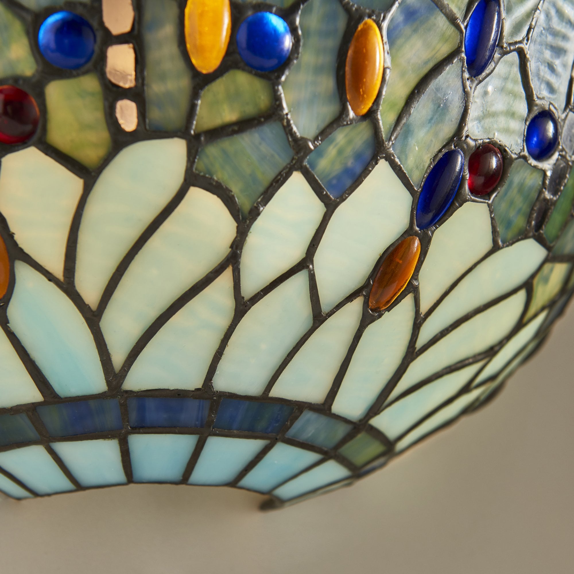 Interiors 1900 Dragonfly Blue Single Wall Fitting - Tiffany Glass