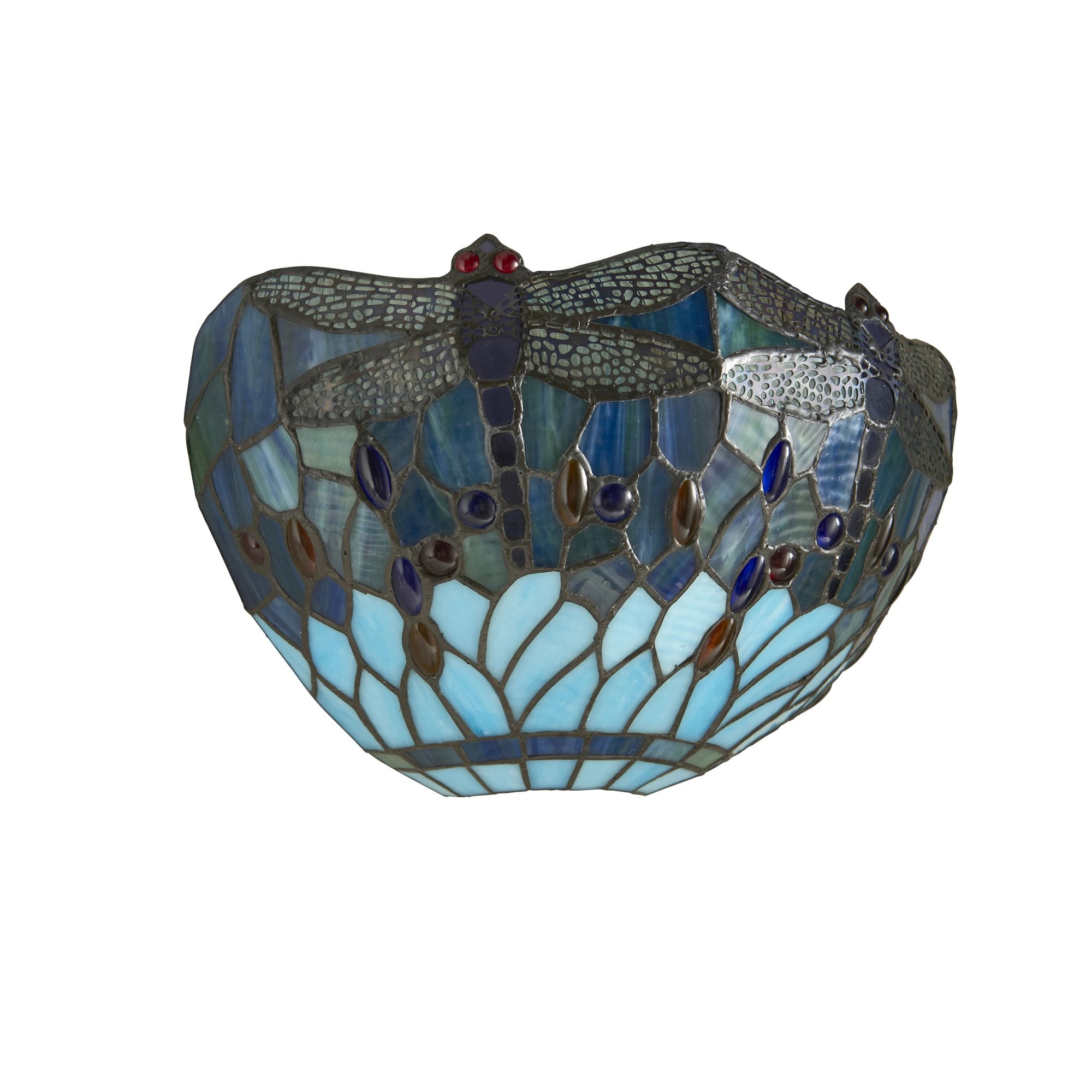 Interiors 1900 Dragonfly Blue Single Wall Fitting - Tiffany Glass
