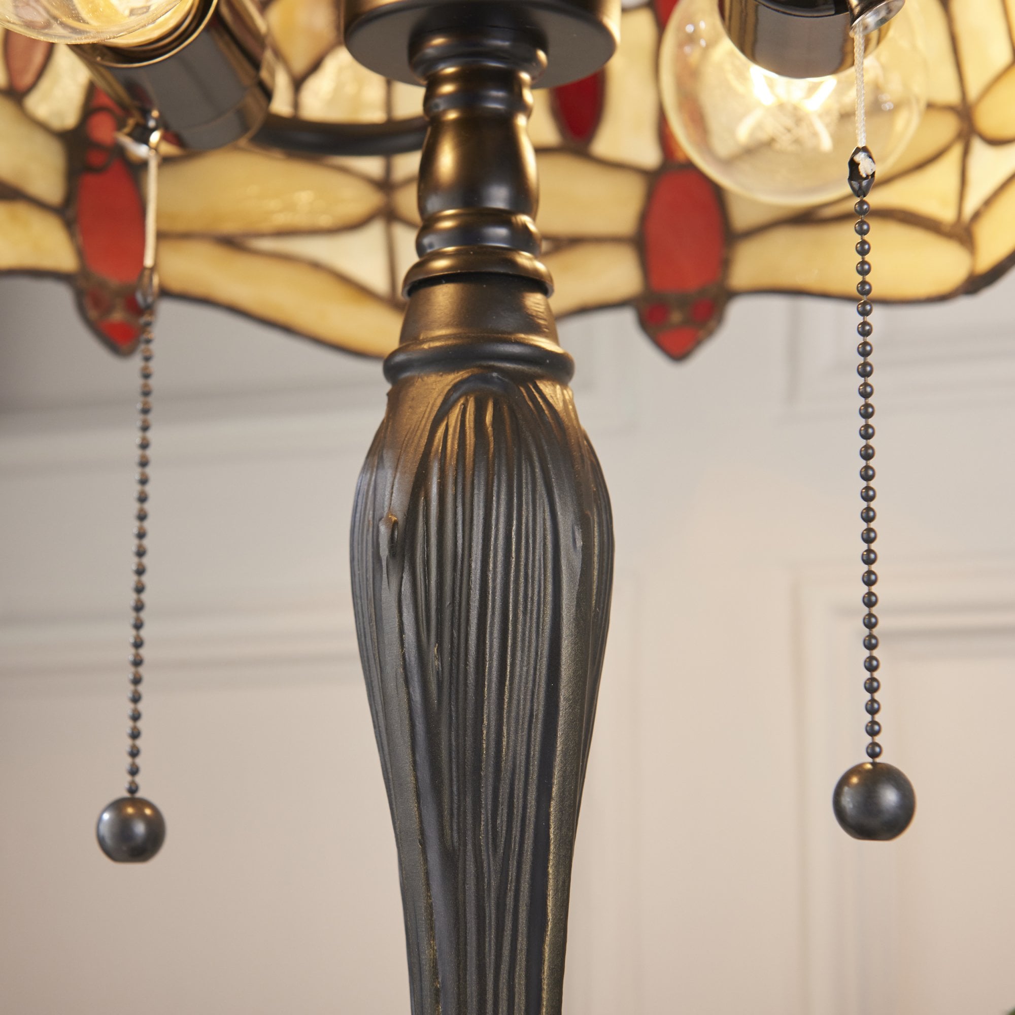 Interiors 1900 Dragonfly Beige Small Table Lamp - Tiffany Glass