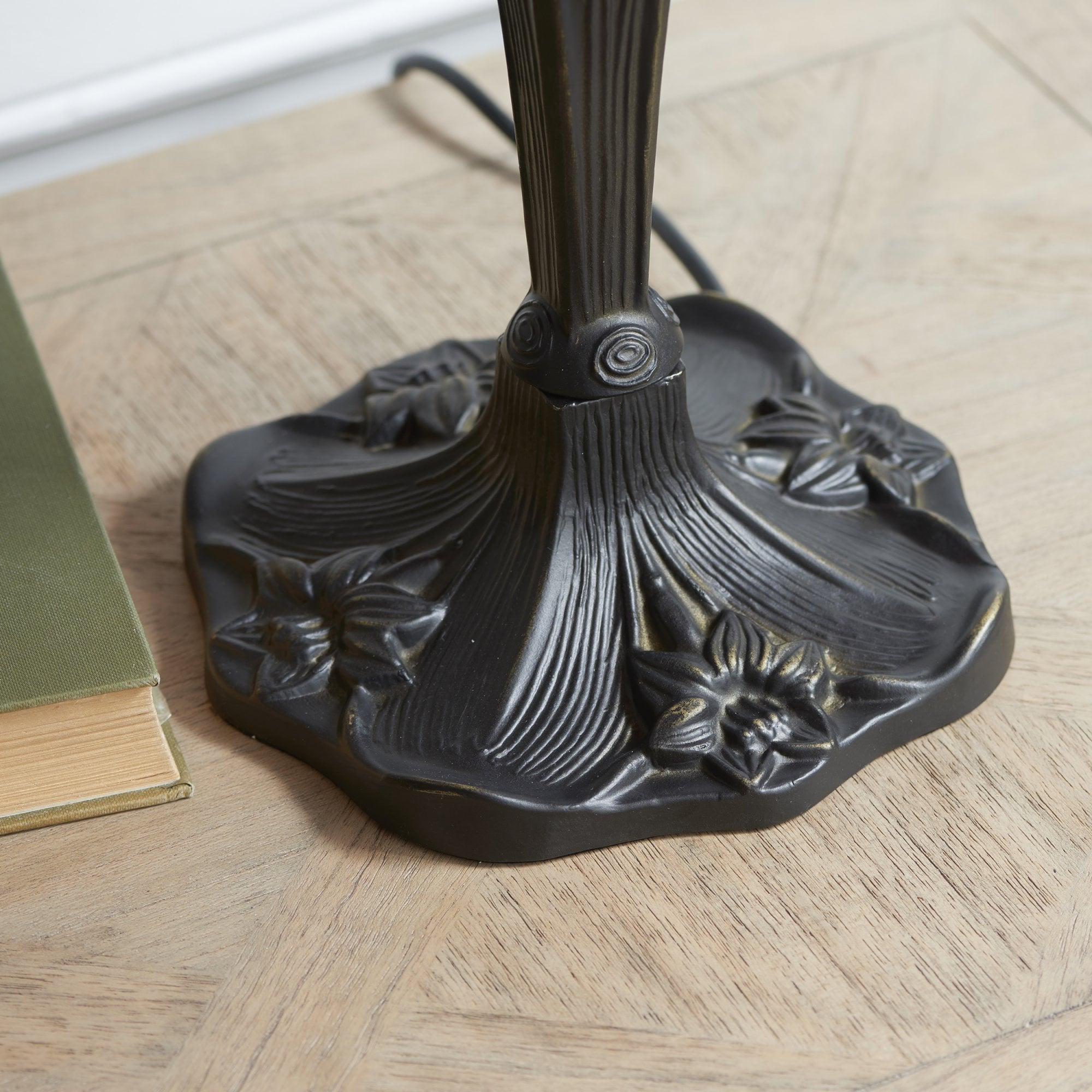 Interiors 1900 Dragonfly Beige Medium Table Lamp - Tiffany Glass