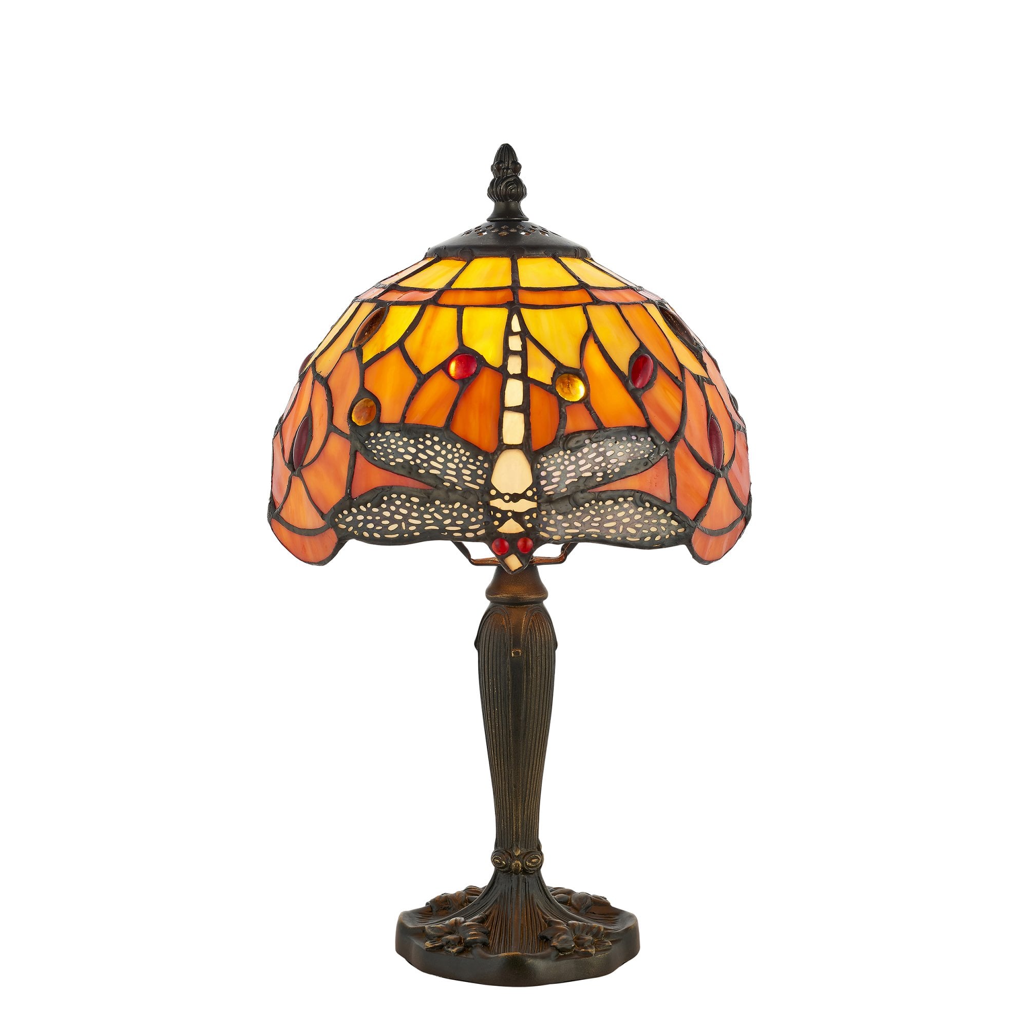 Interiors 1900 Dragonfly Flame Mini Table Lamp - Tiffany Glass