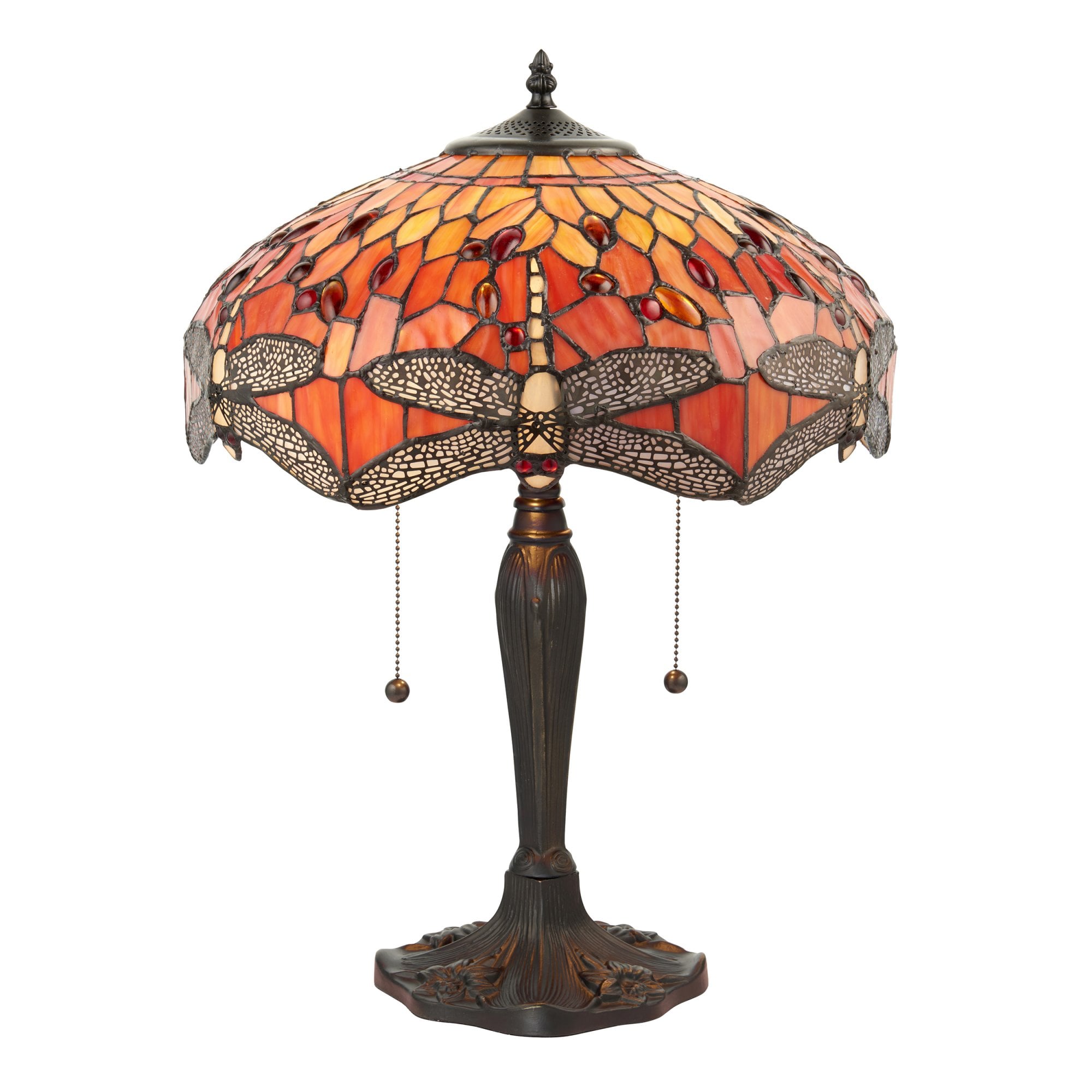 Interiors 1900 Dragonfly Flame Medium Table Lamp - Tiffany Glass