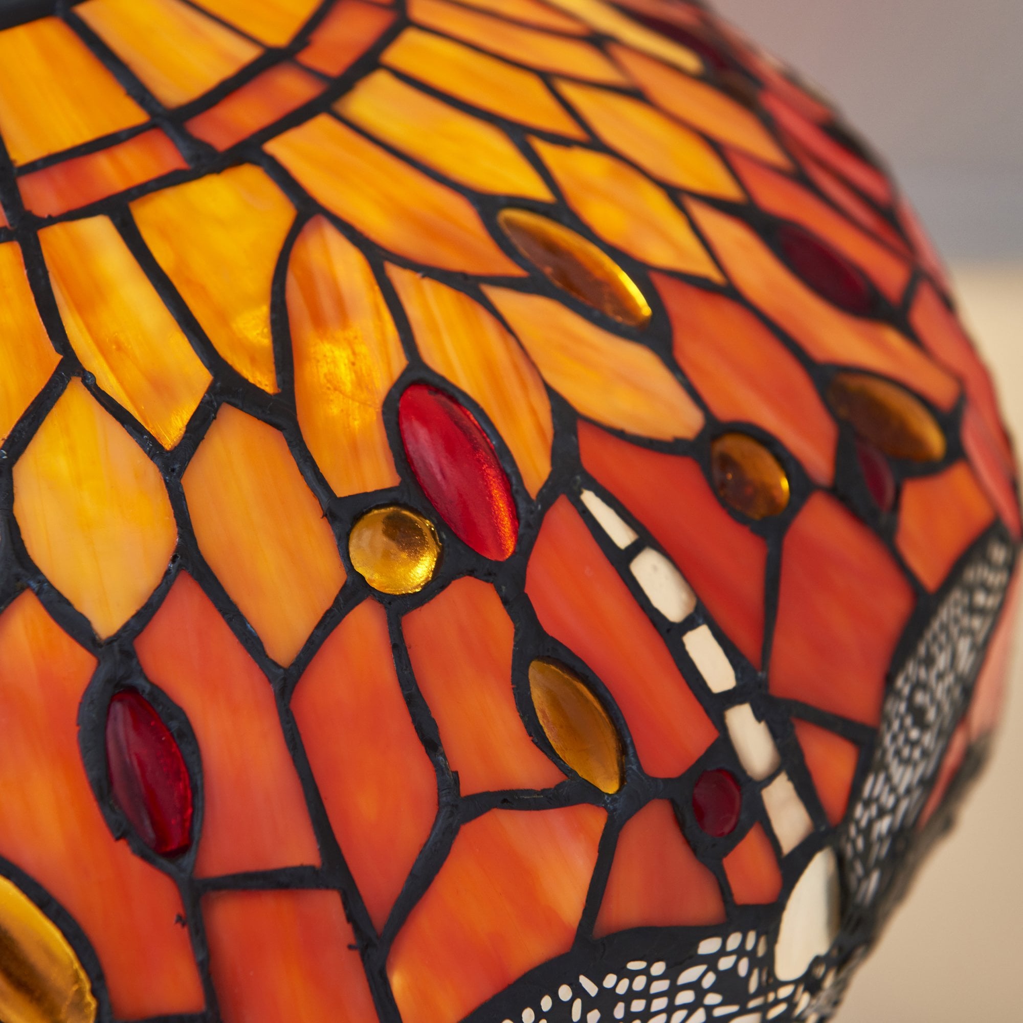Interiors 1900 Dragonfly Flame Medium Table Lamp - Tiffany Glass