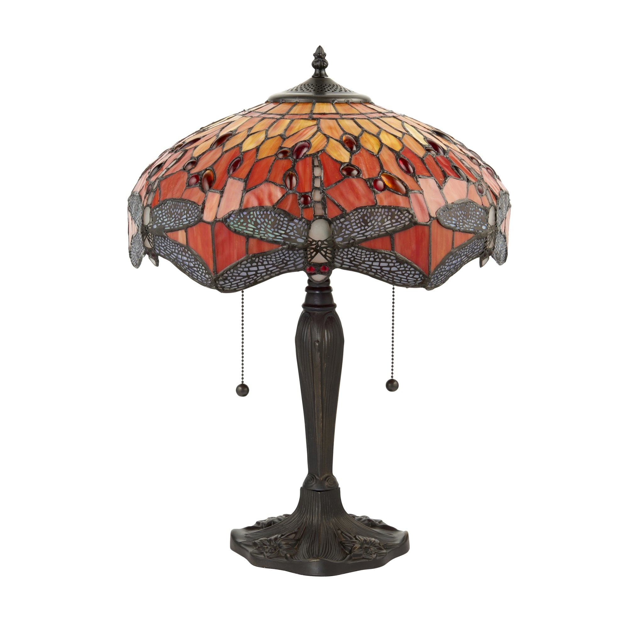 Interiors 1900 Dragonfly Flame Medium Table Lamp - Tiffany Glass