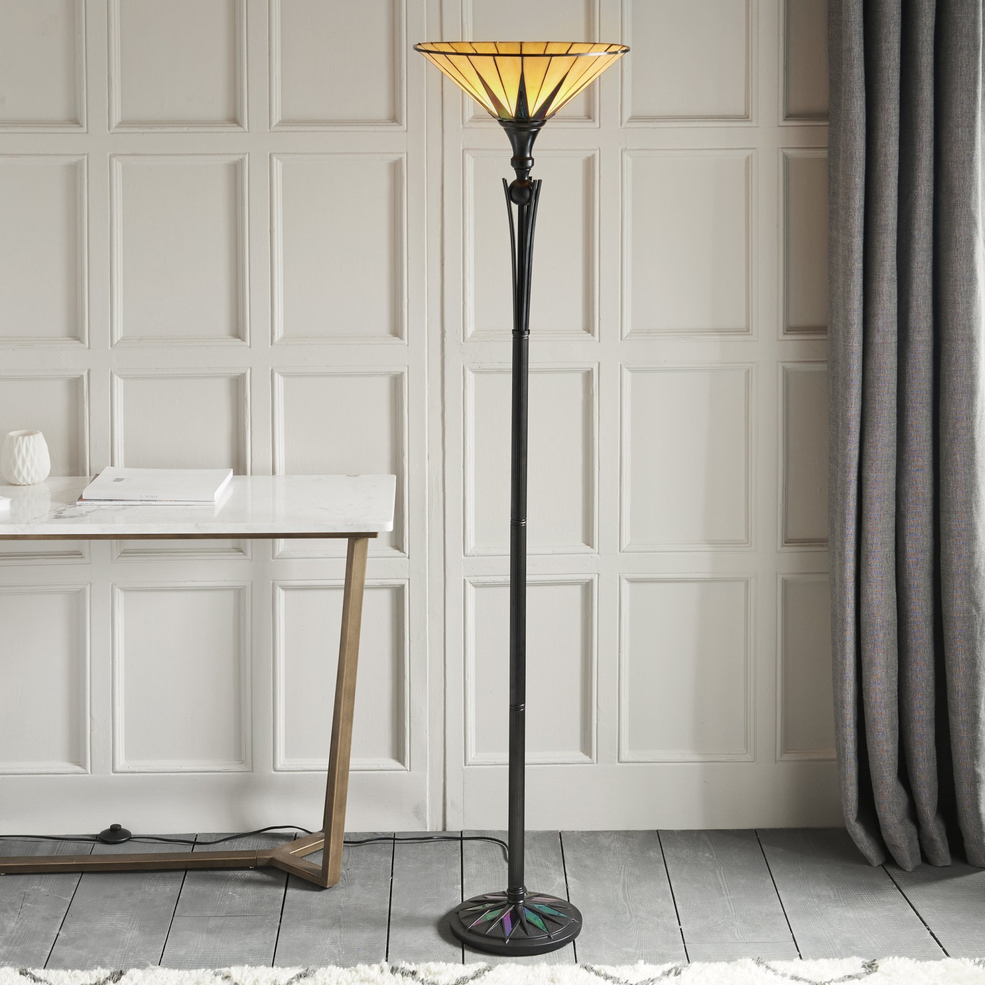 Interiors 1900 Dark Star UpLighter Floor Lamp - Tiffany Glass