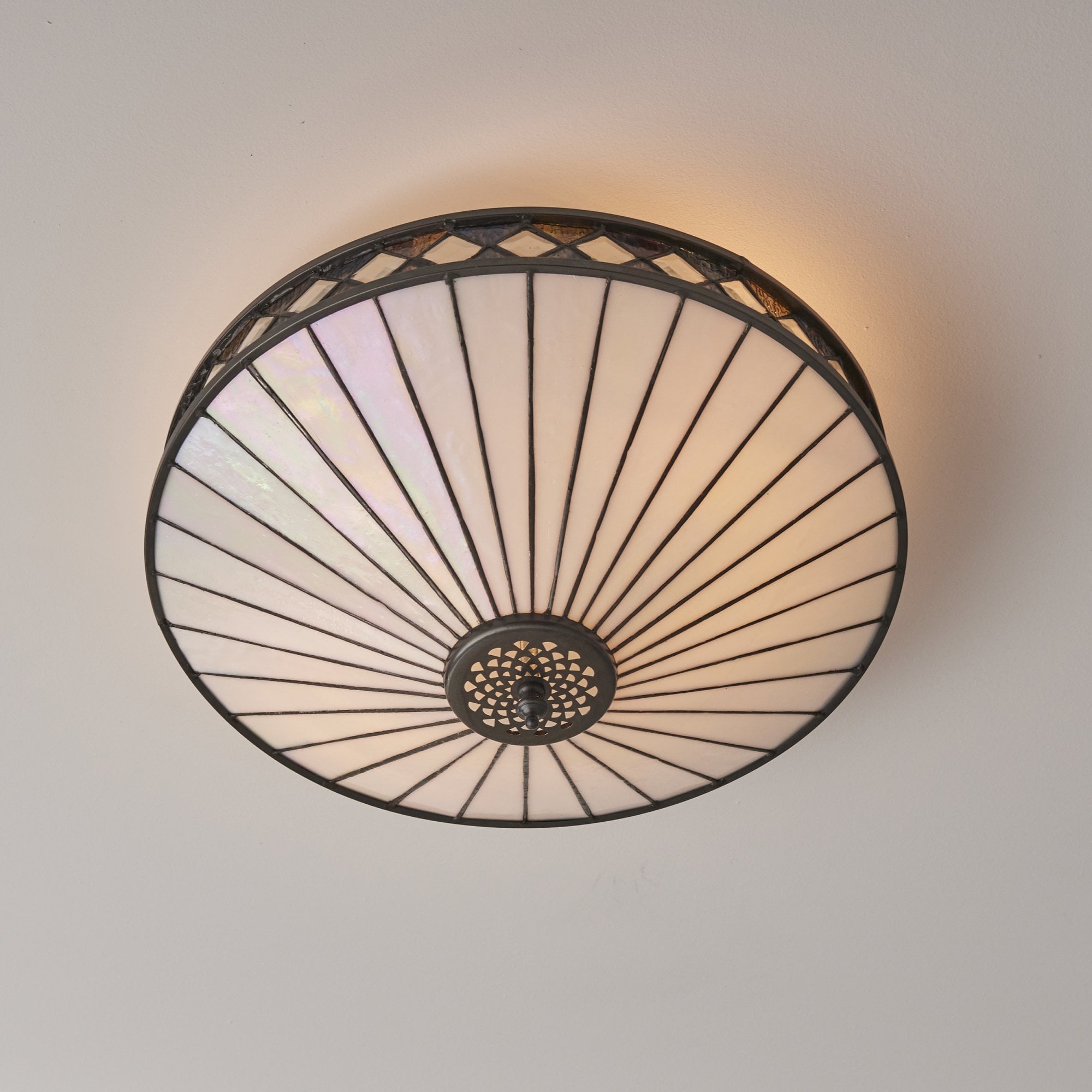 Interiors 1900 Fargo Medium 2 Light Flush Fitting - Tiffany Glass