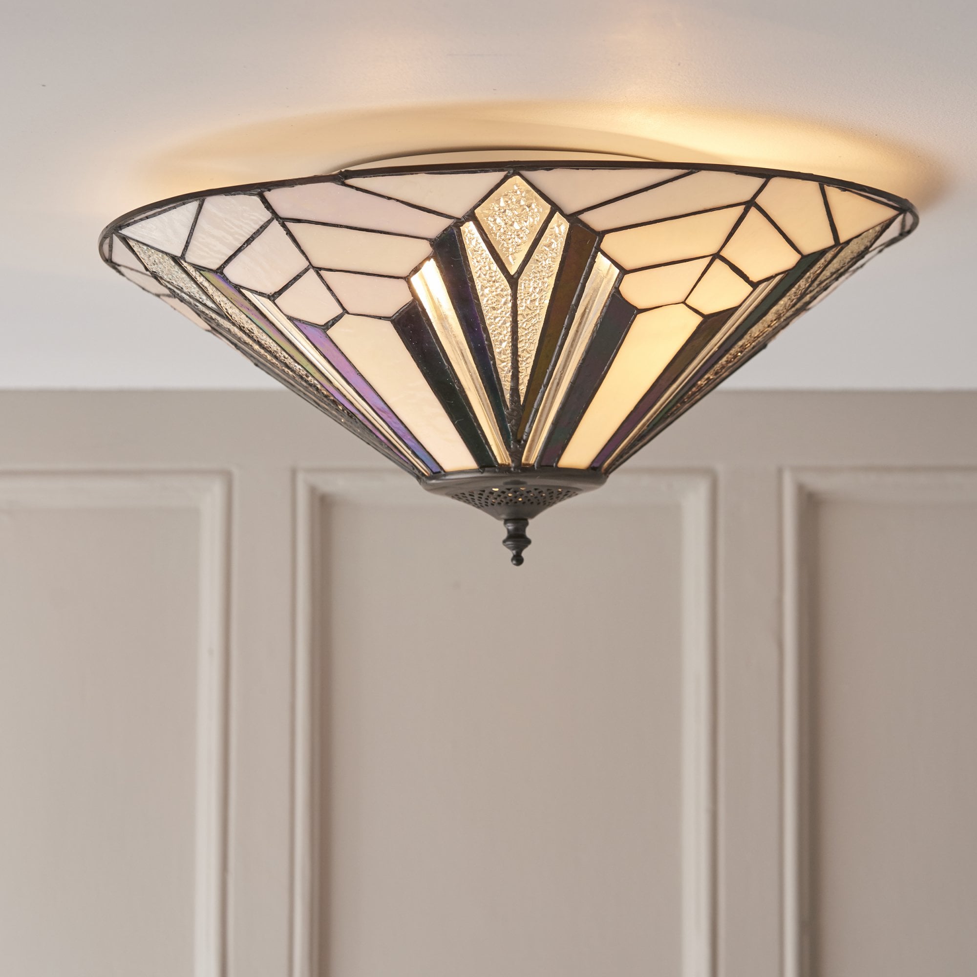 Interiors 1900 Astoria Large 2 Light Flush Fitting - Tiffany Glass