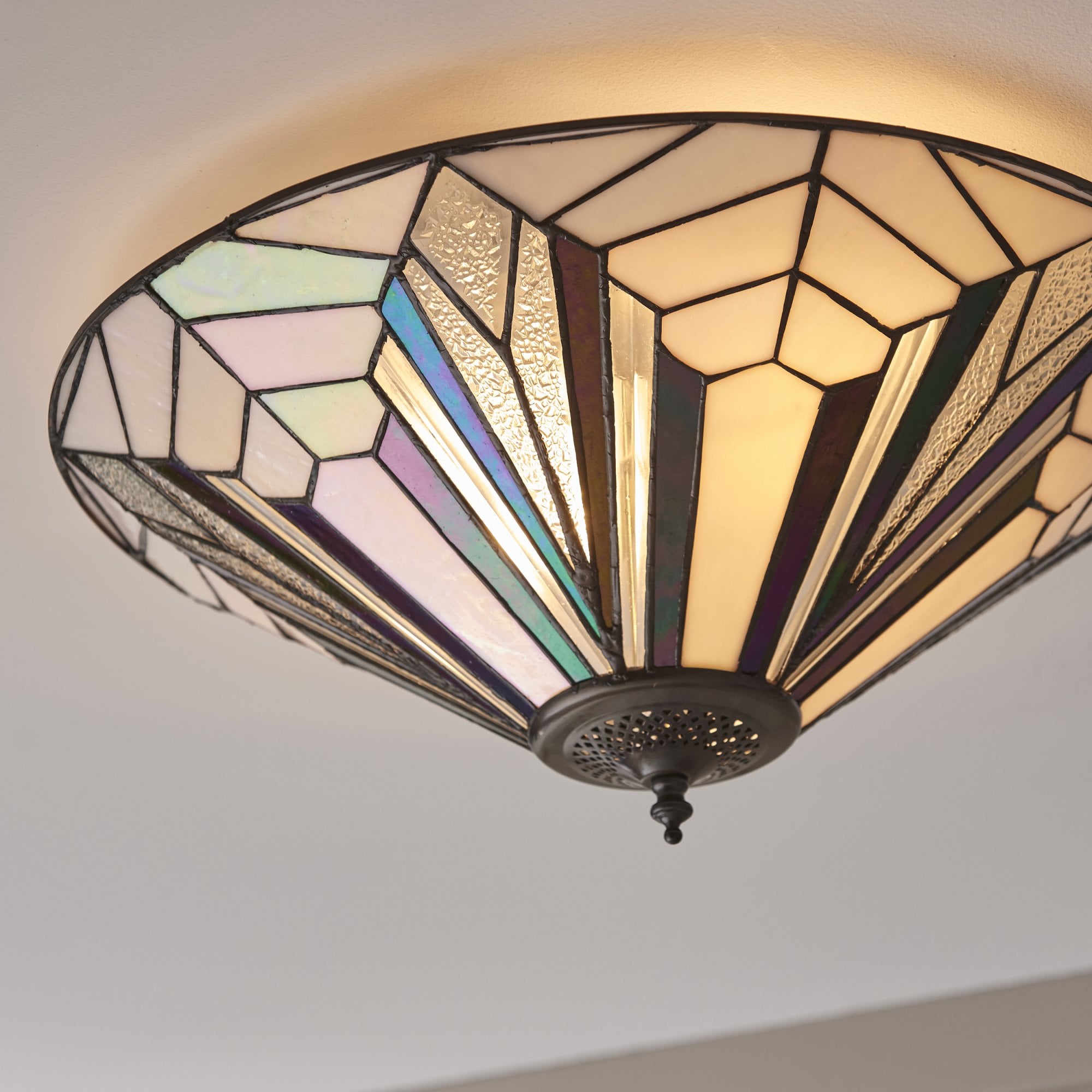 Interiors 1900 Astoria Large 2 Light Flush Fitting - Tiffany Glass