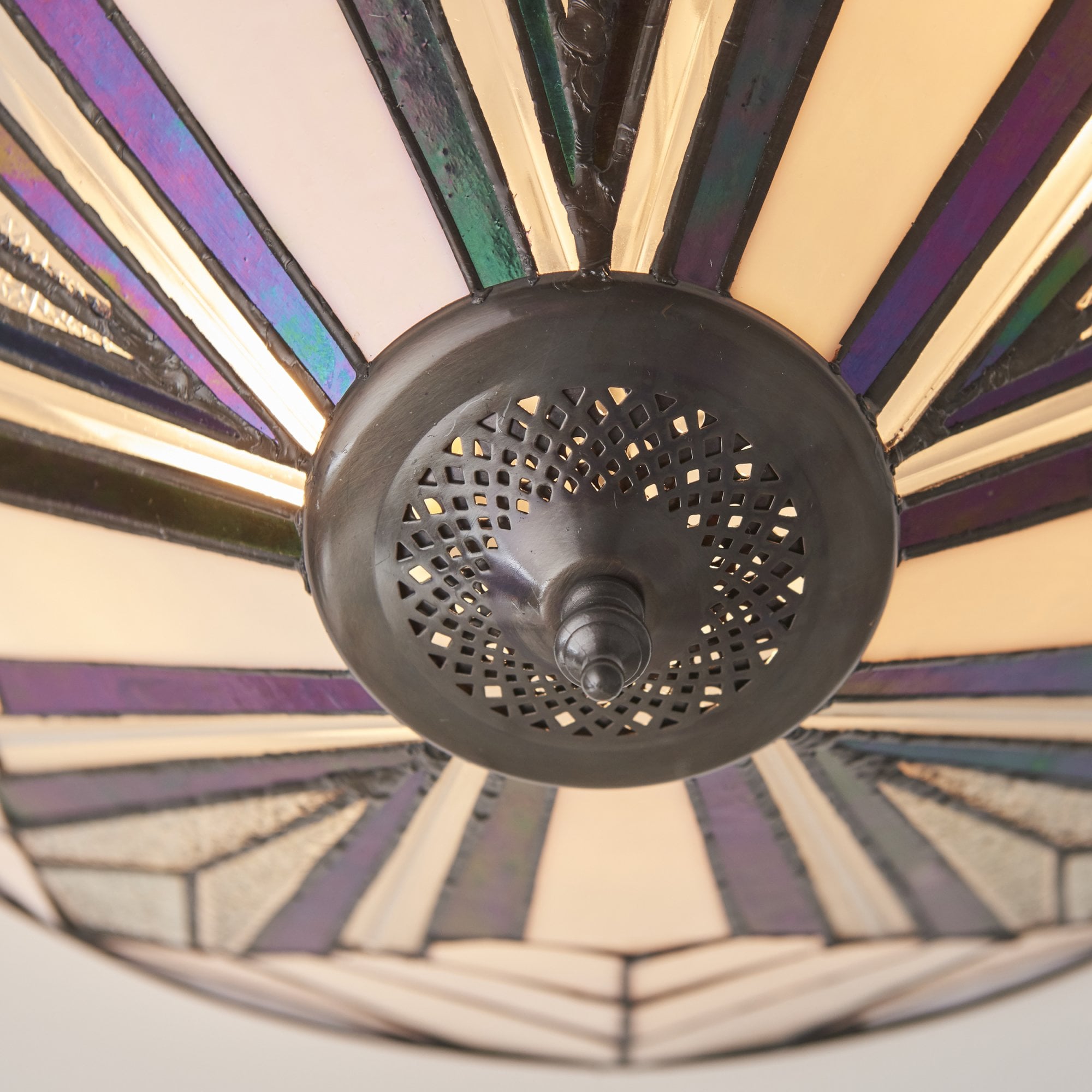 Interiors 1900 Astoria Large 2 Light Flush Fitting - Tiffany Glass