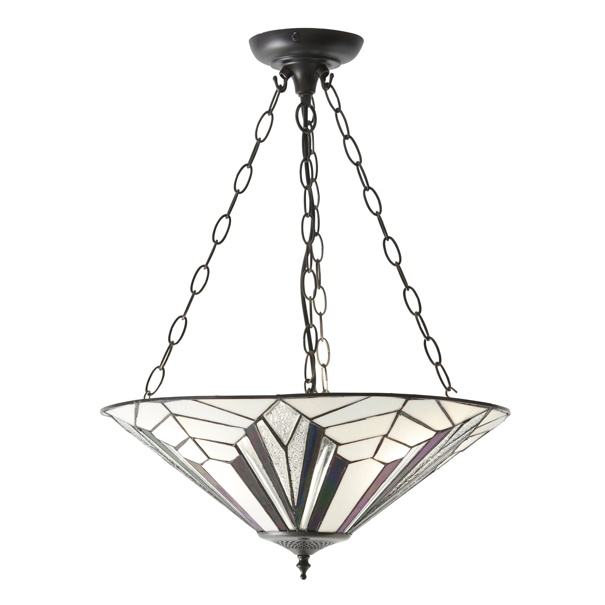 Interiors 1900 Astoria Large Inverted 3 Light Pendant - Tiffany Glass