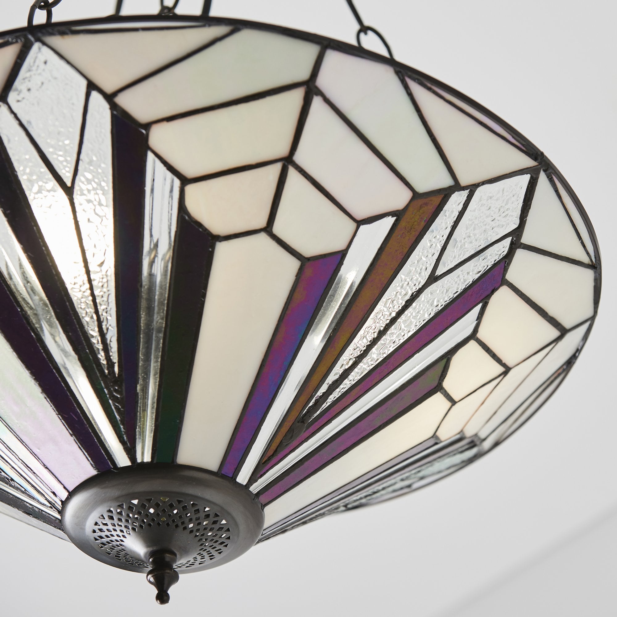 Interiors 1900 Astoria Large Inverted 3 Light Pendant - Tiffany Glass