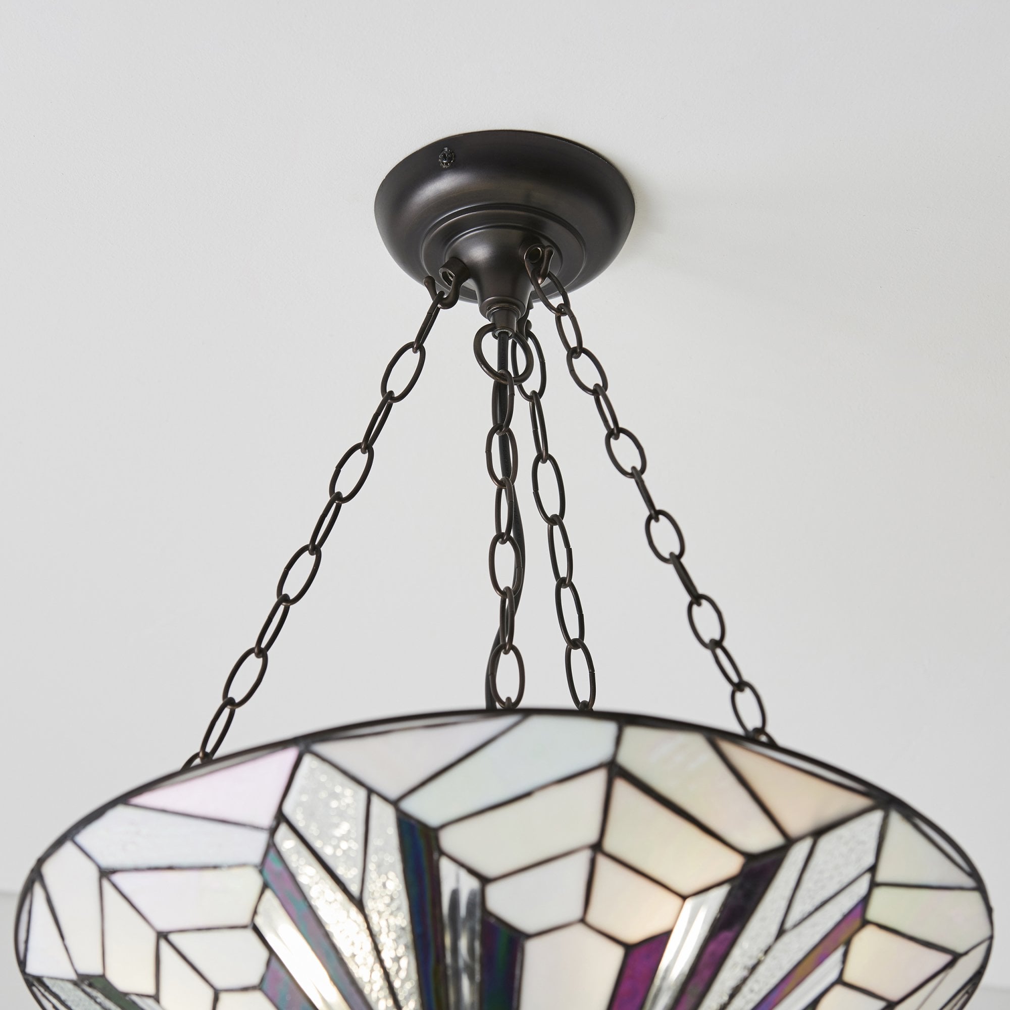Interiors 1900 Astoria Large Inverted 3 Light Pendant - Tiffany Glass