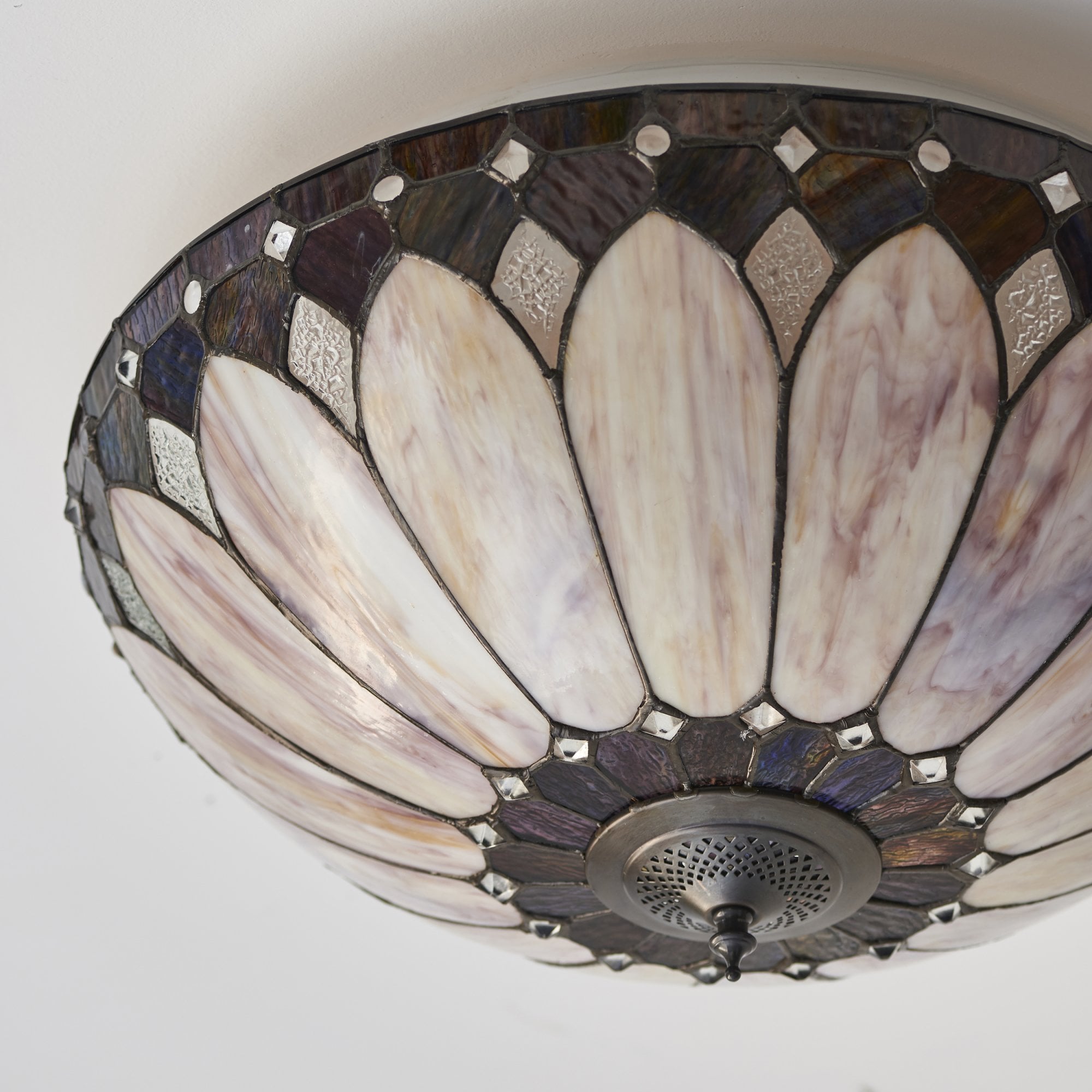 Interiors 1900 Brooklyn Large 2 Light Flush Fitting - Tiffany Glass