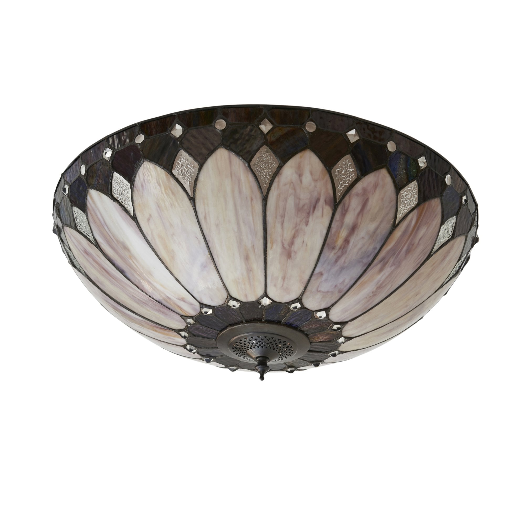 Interiors 1900 Brooklyn Large 2 Light Flush Fitting - Tiffany Glass