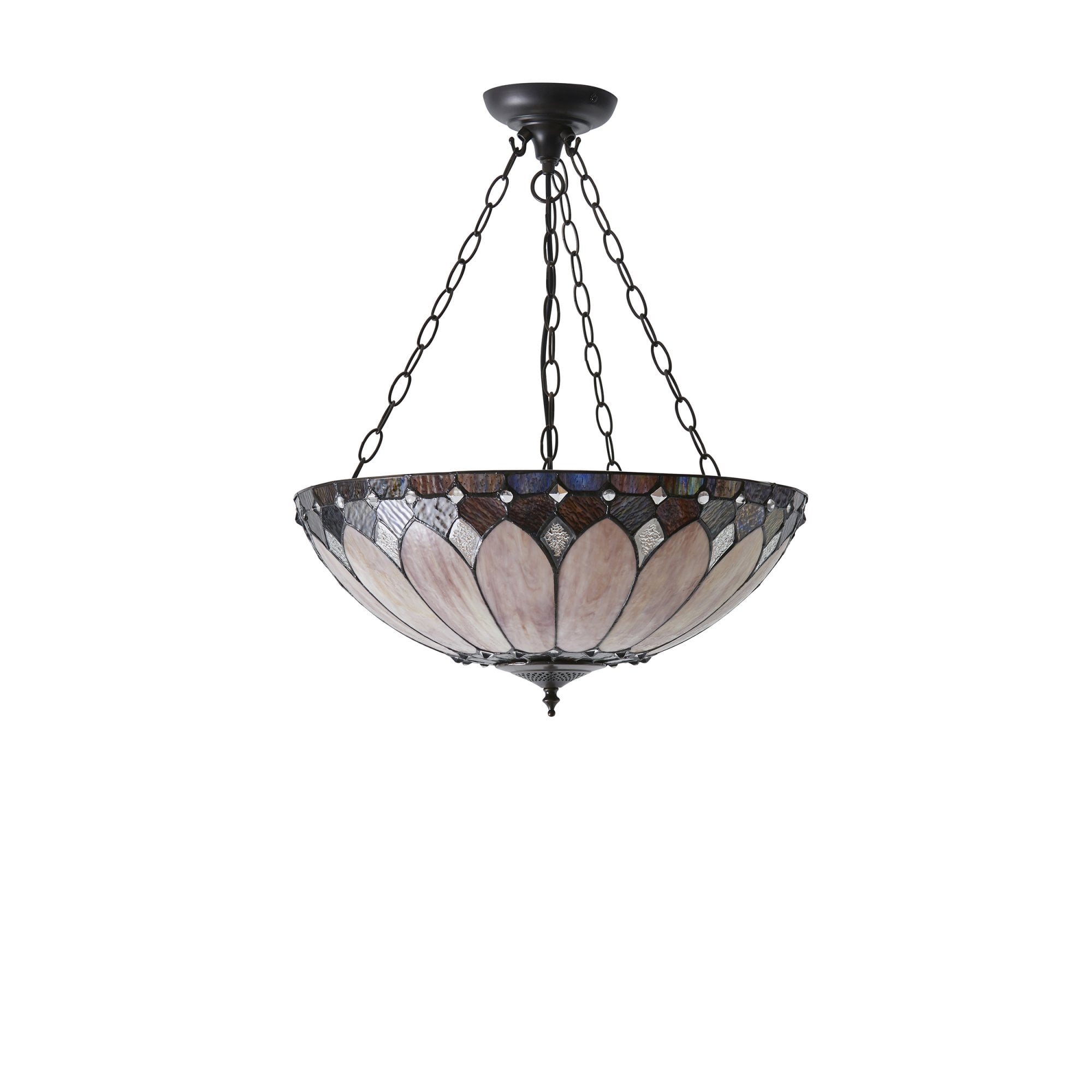 Interiors 1900 Brooklyn Large Inverted 3 Light Pendant - Tiffany Glass